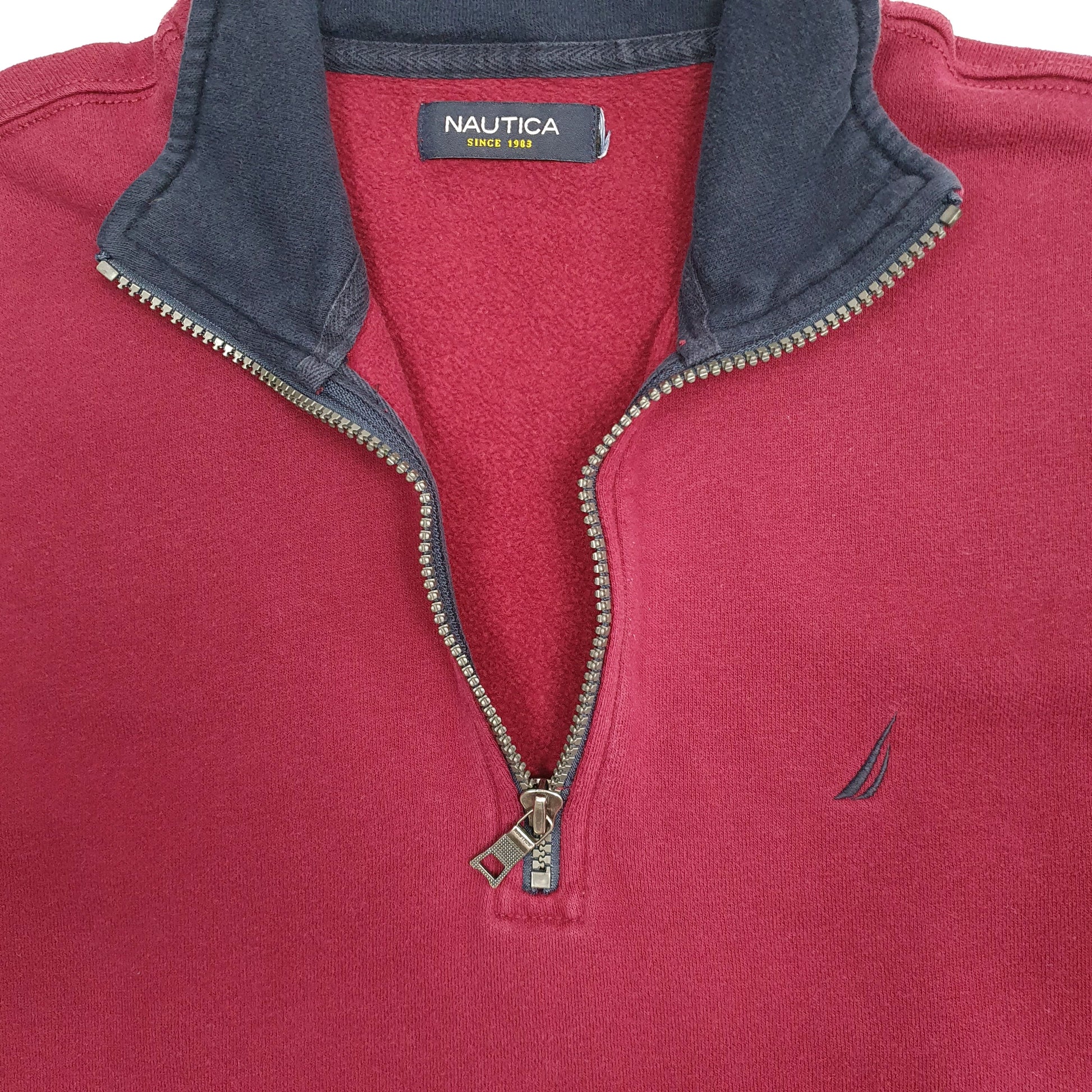 Mens Burgundy Nautica  Quarter Zip Jumper