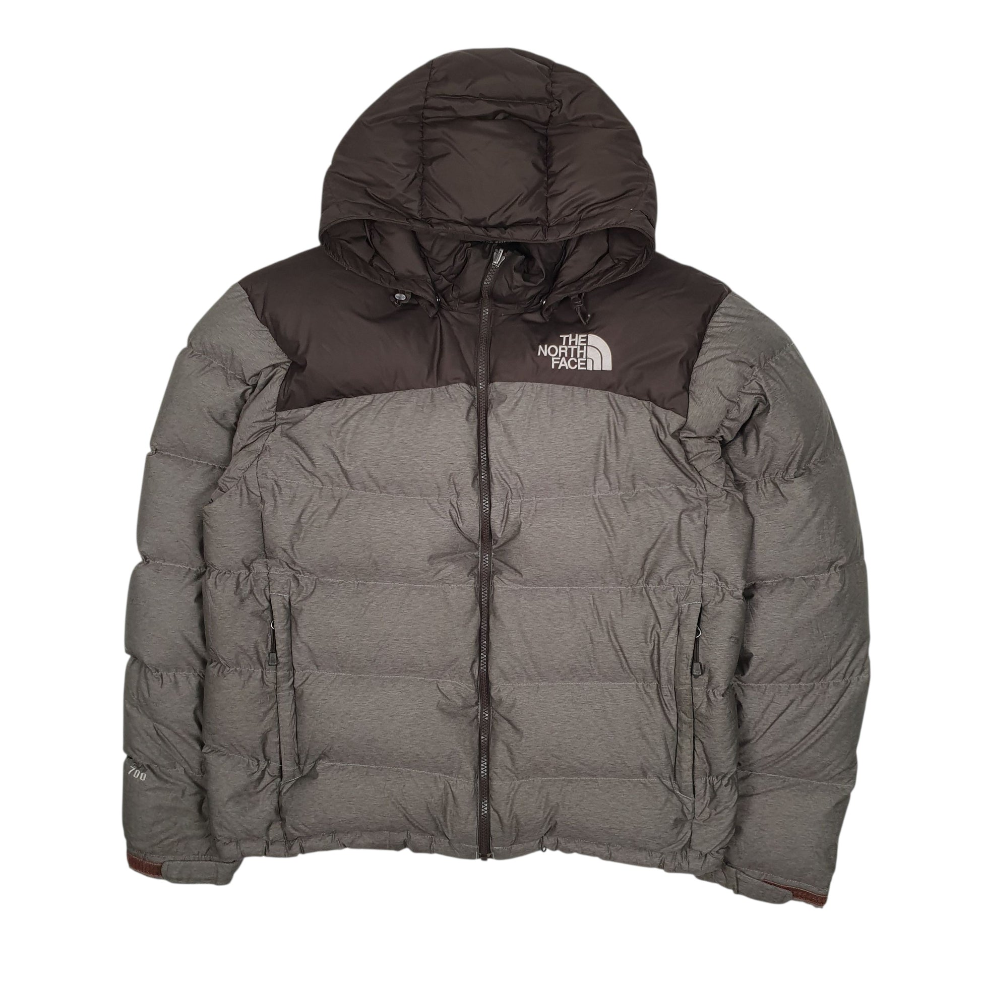 Mens Grey The North Face Nuptse Hooded  Coat