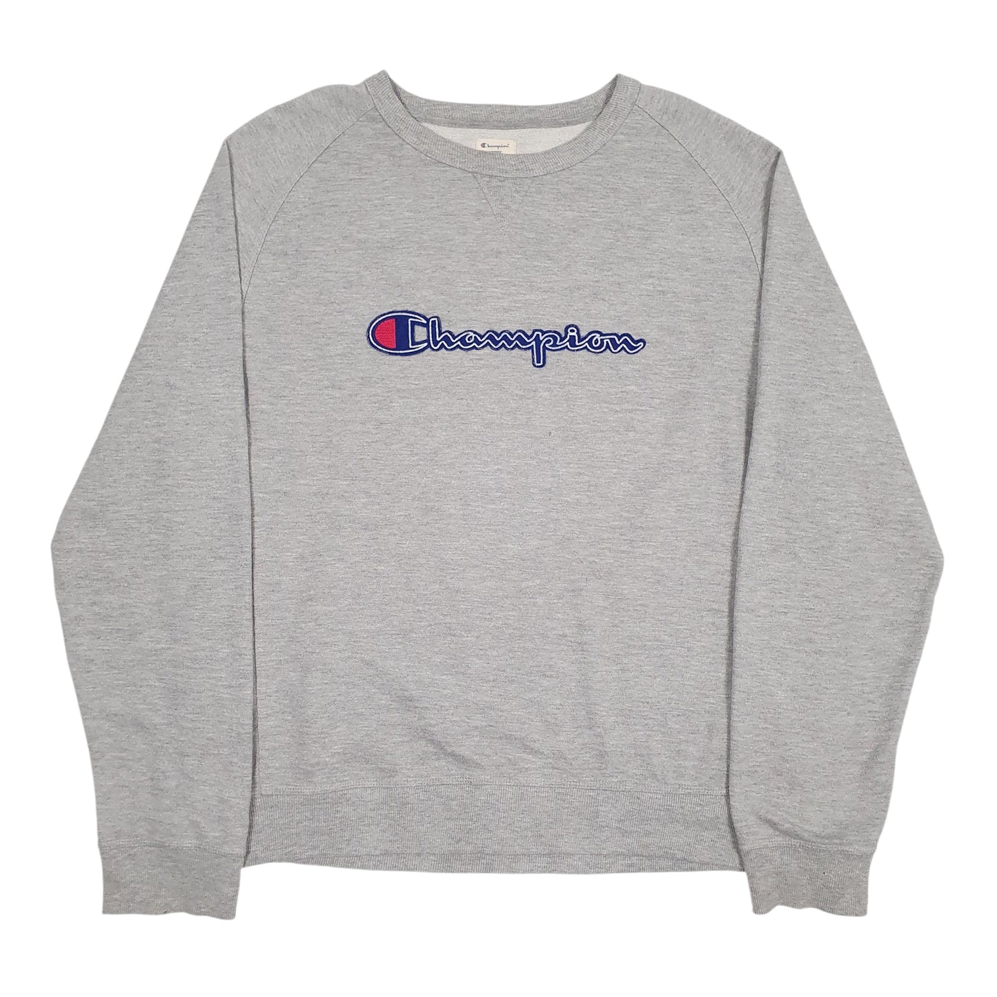Mens Grey Champion Spellout Crewneck Jumper