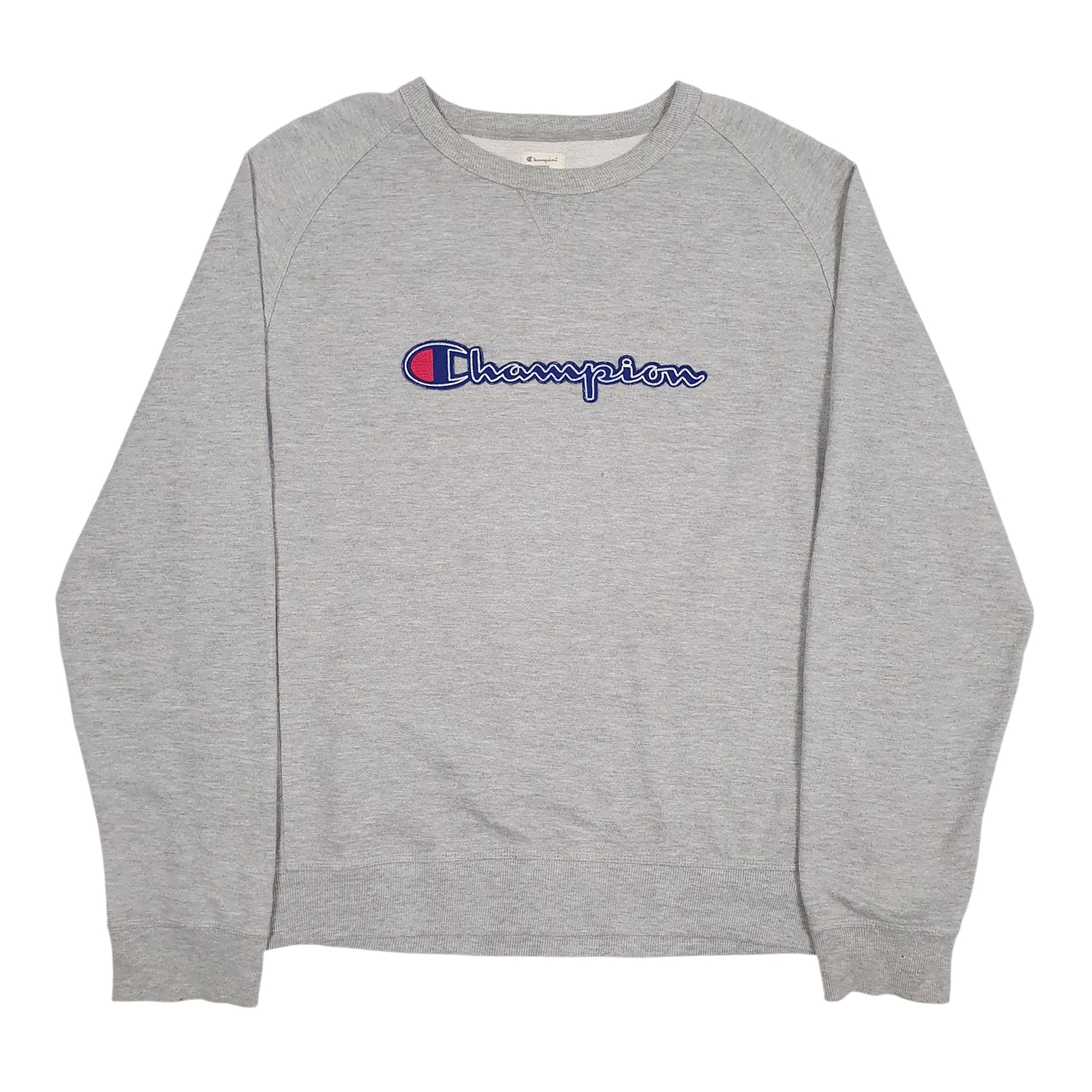 Mens Grey Champion Spellout Crewneck Jumper