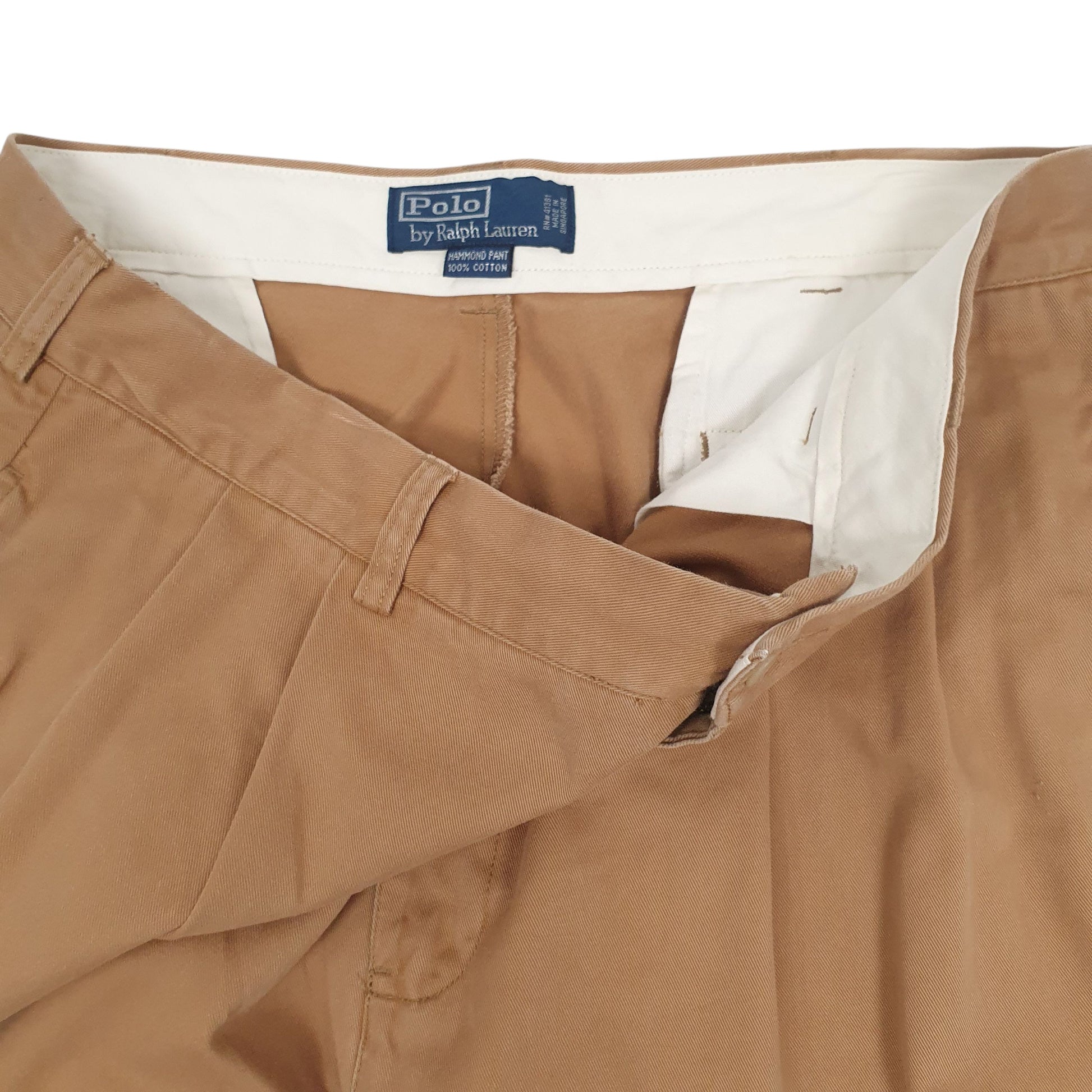 Mens Tan Polo Ralph Lauren Hammond Pant Pleated 90s  Trousers
