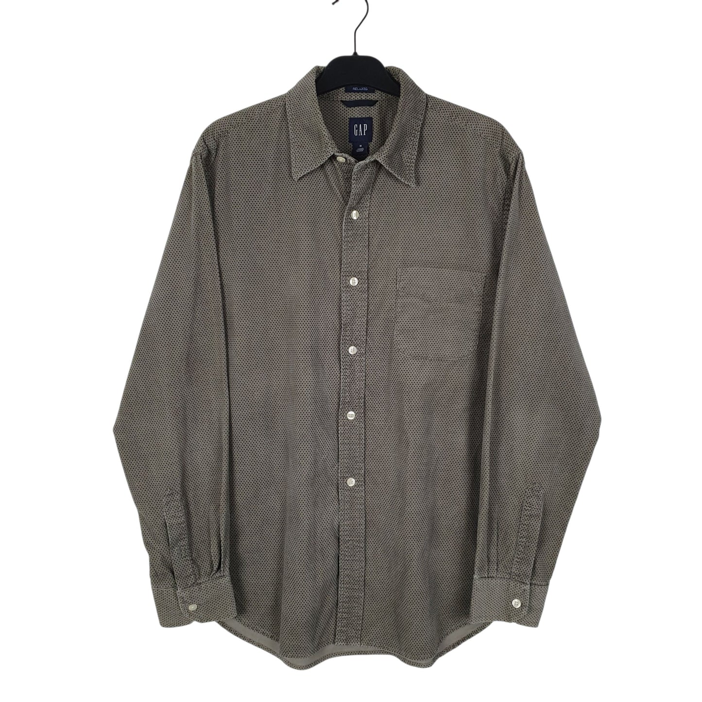 Mens Grey GAP Polka Dot Long Sleeve Shirt