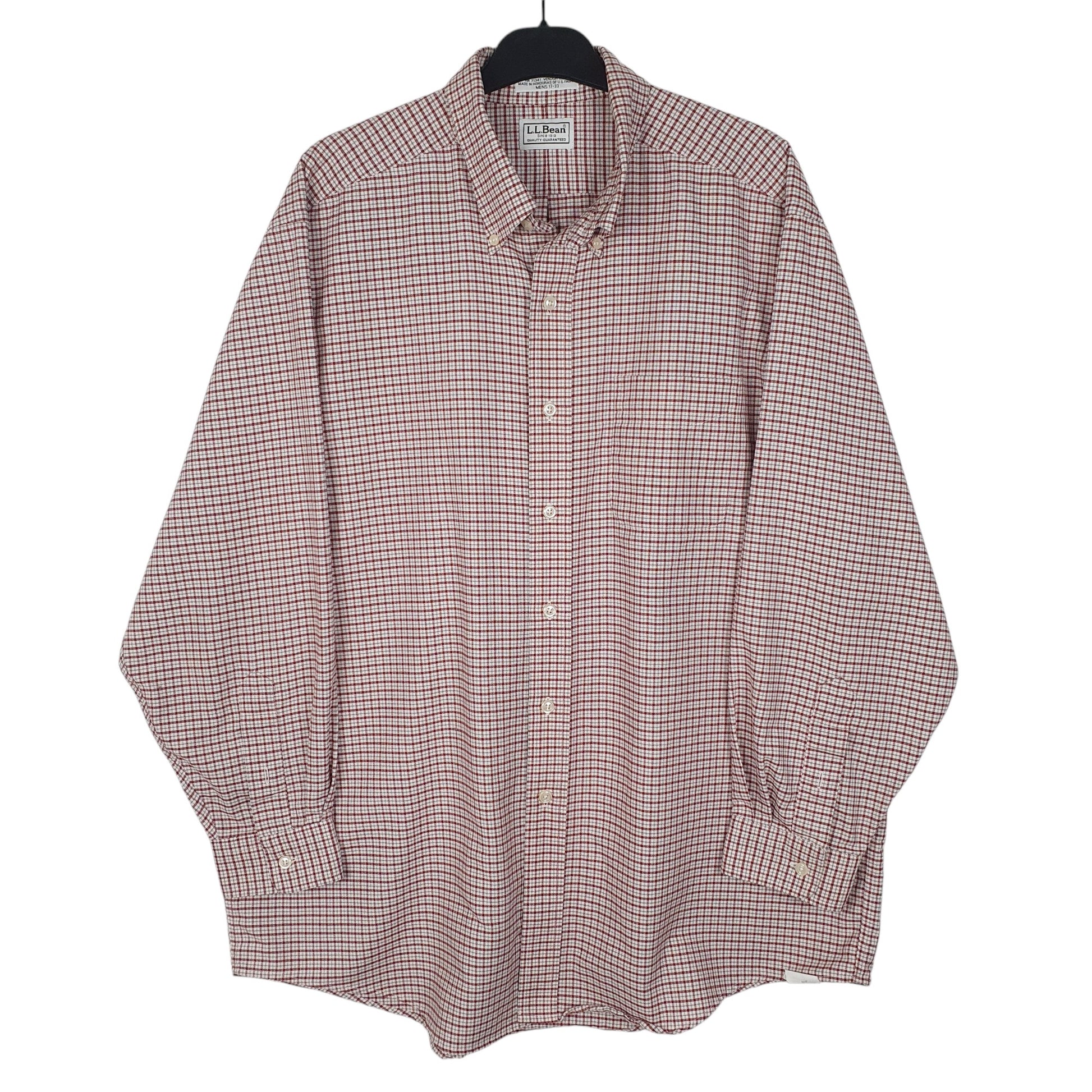 Mens Burgundy L.L.Bean Vintage 90s Long Sleeve Shirt