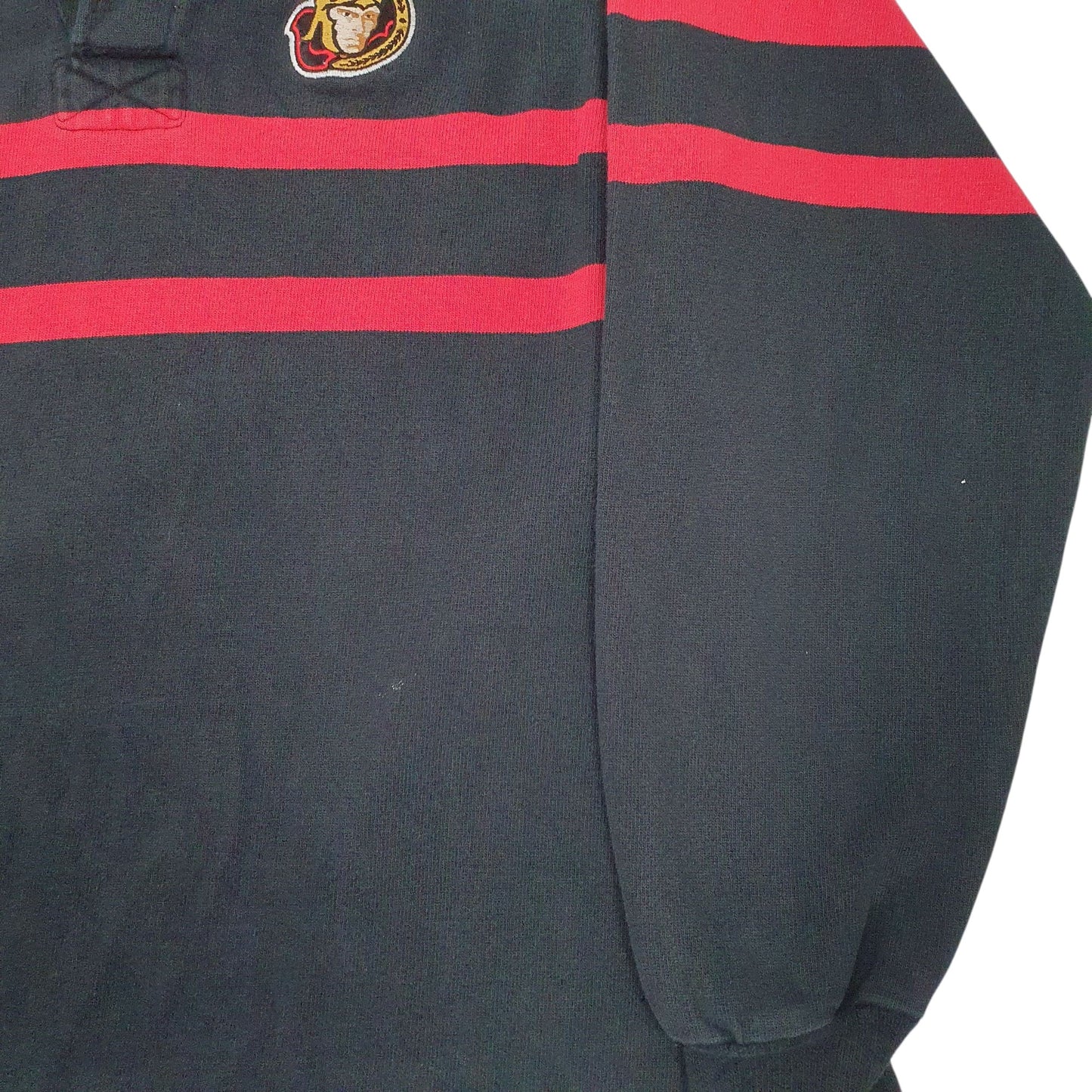 Mens Black Barbarian Rugby NHL Ottawa Senators Hoodie Polo Shirt