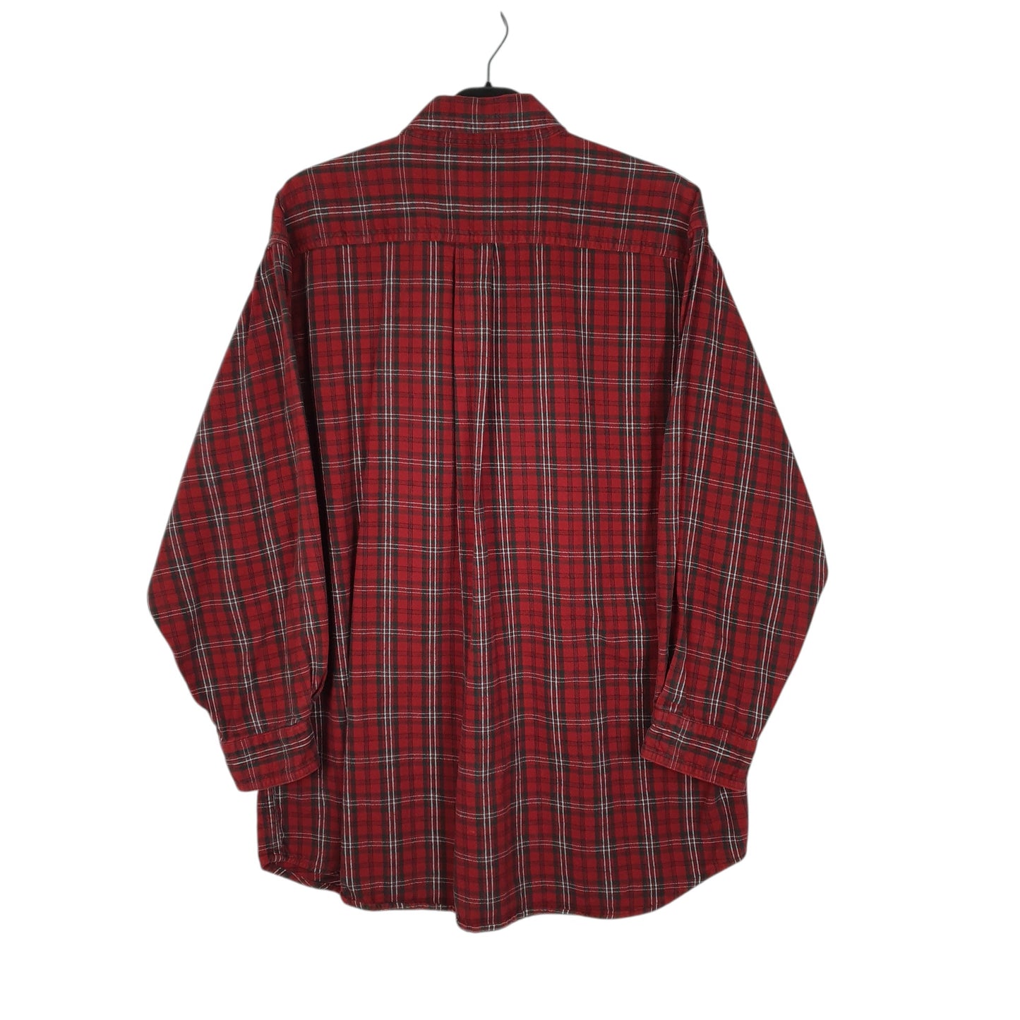 Mens Red L.L.Bean Thick Flannel Plaid  Shirt