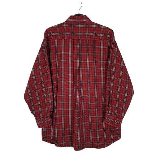 Mens Red L.L.Bean Thick Flannel Plaid  Shirt