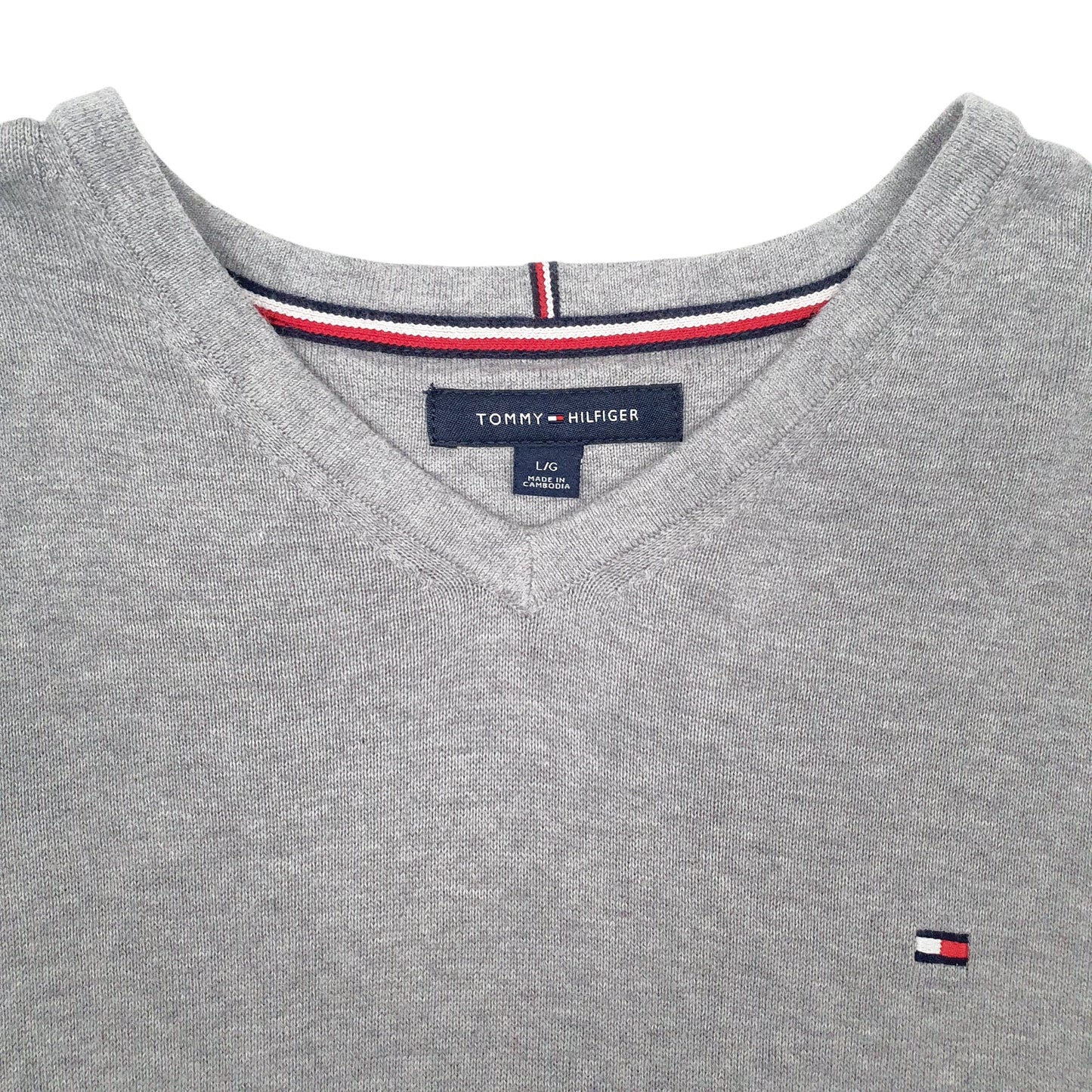 Mens Grey Tommy Hilfiger  V Neck Jumper