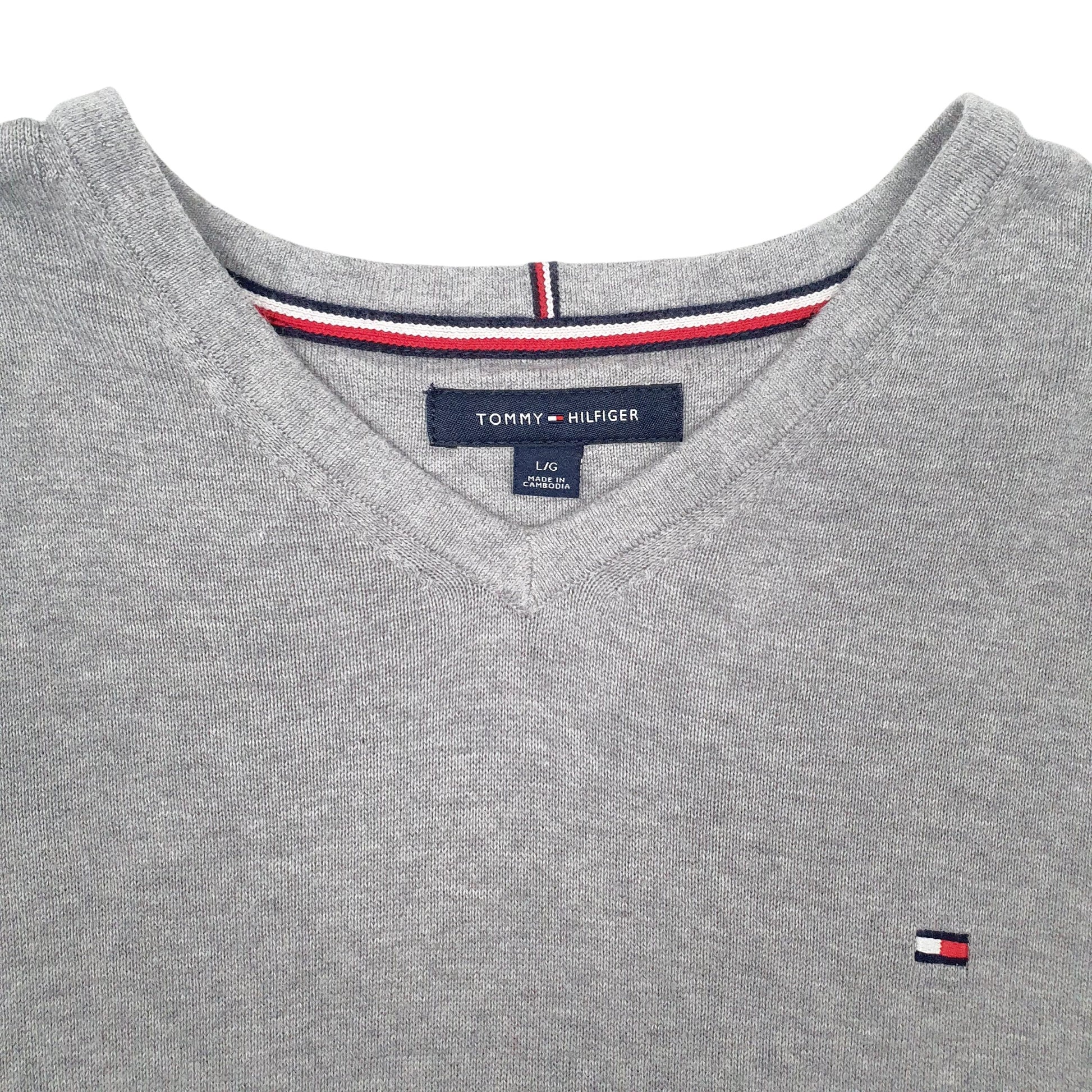 Mens Grey Tommy Hilfiger  V Neck Jumper