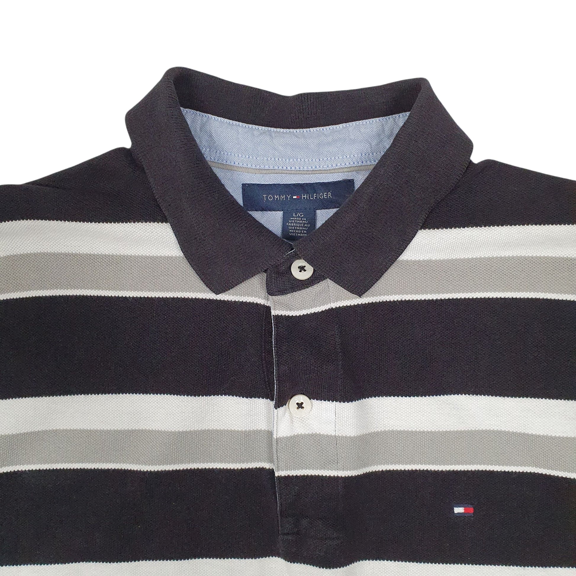 Mens Black Tommy Hilfiger  Hoodie Polo Shirt