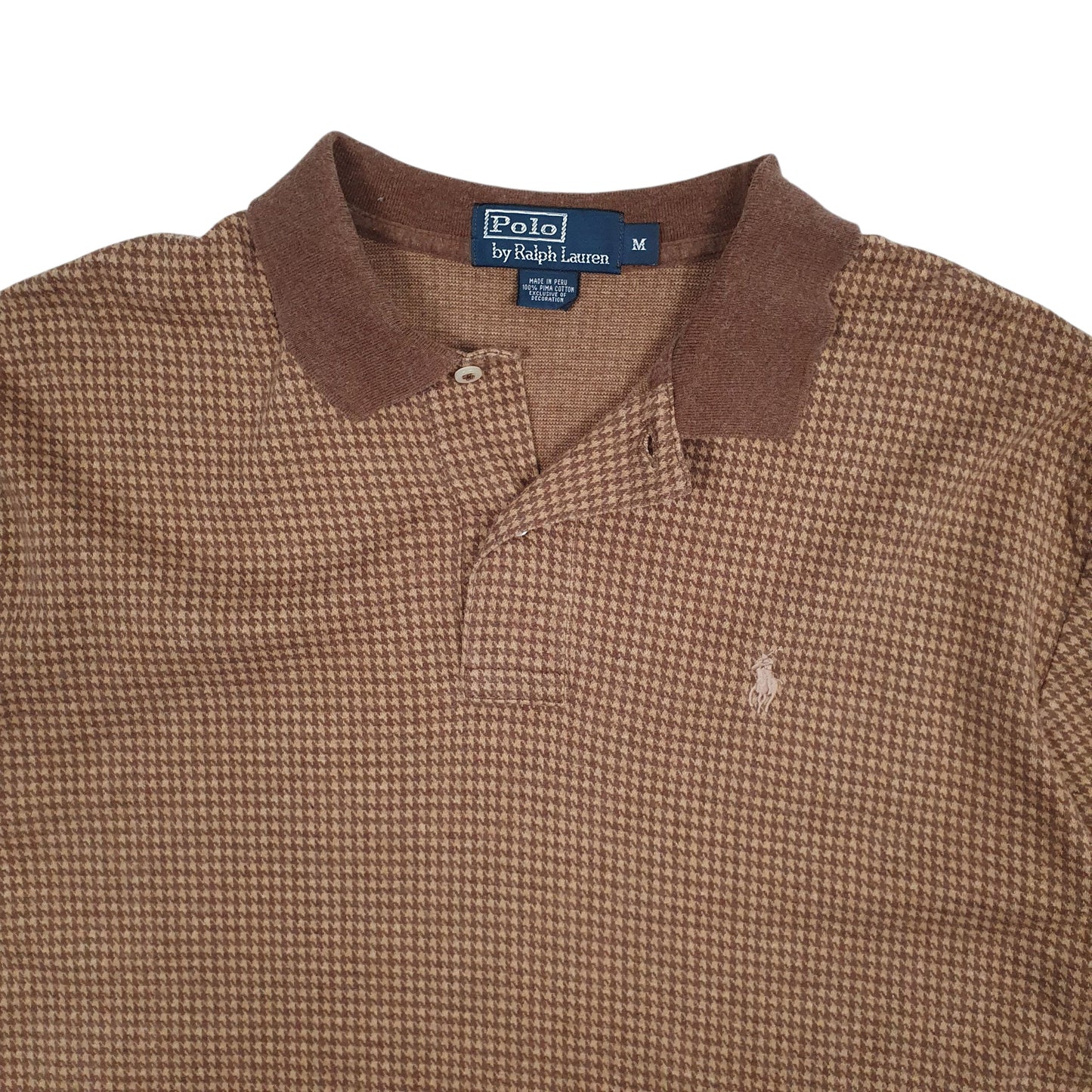 Mens Brown Polo Ralph Lauren Houndstooth  Polo Shirt