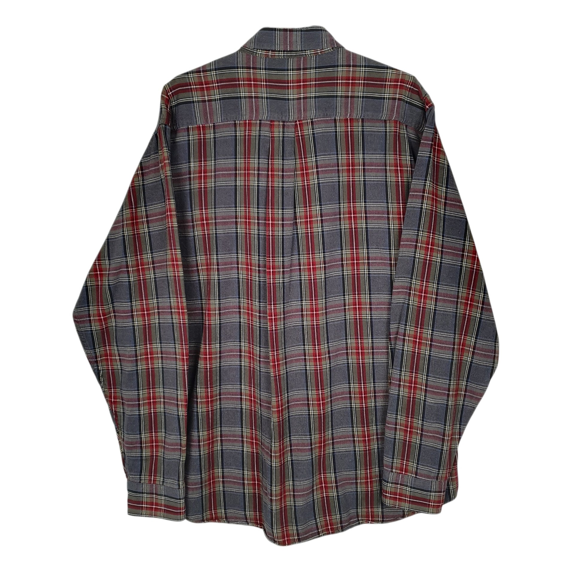 Mens Grey L.L.Bean Thick Flannel Plaid  Shirt