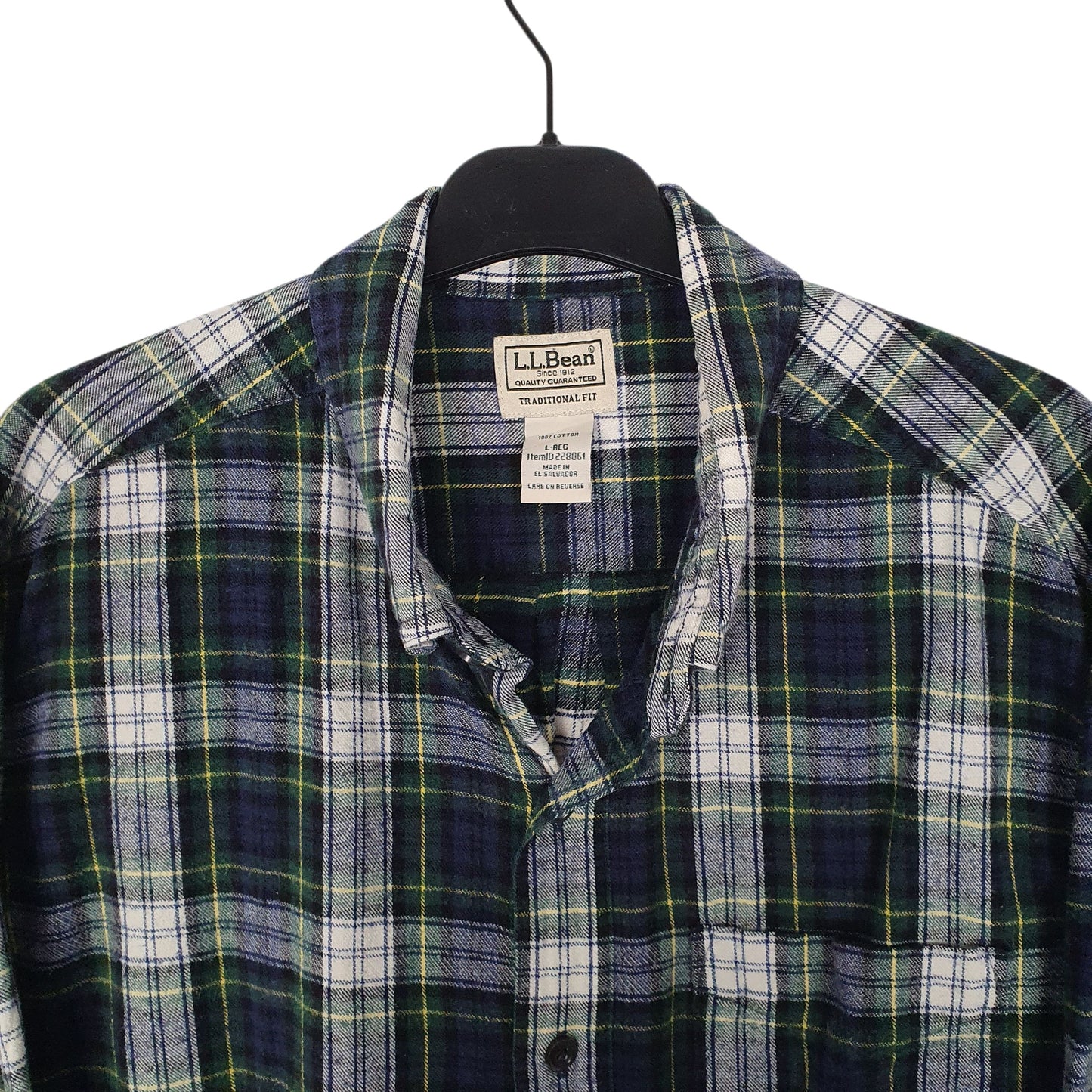 Mens Navy L.L.Bean Scotch Plaid Flannel  Shirt