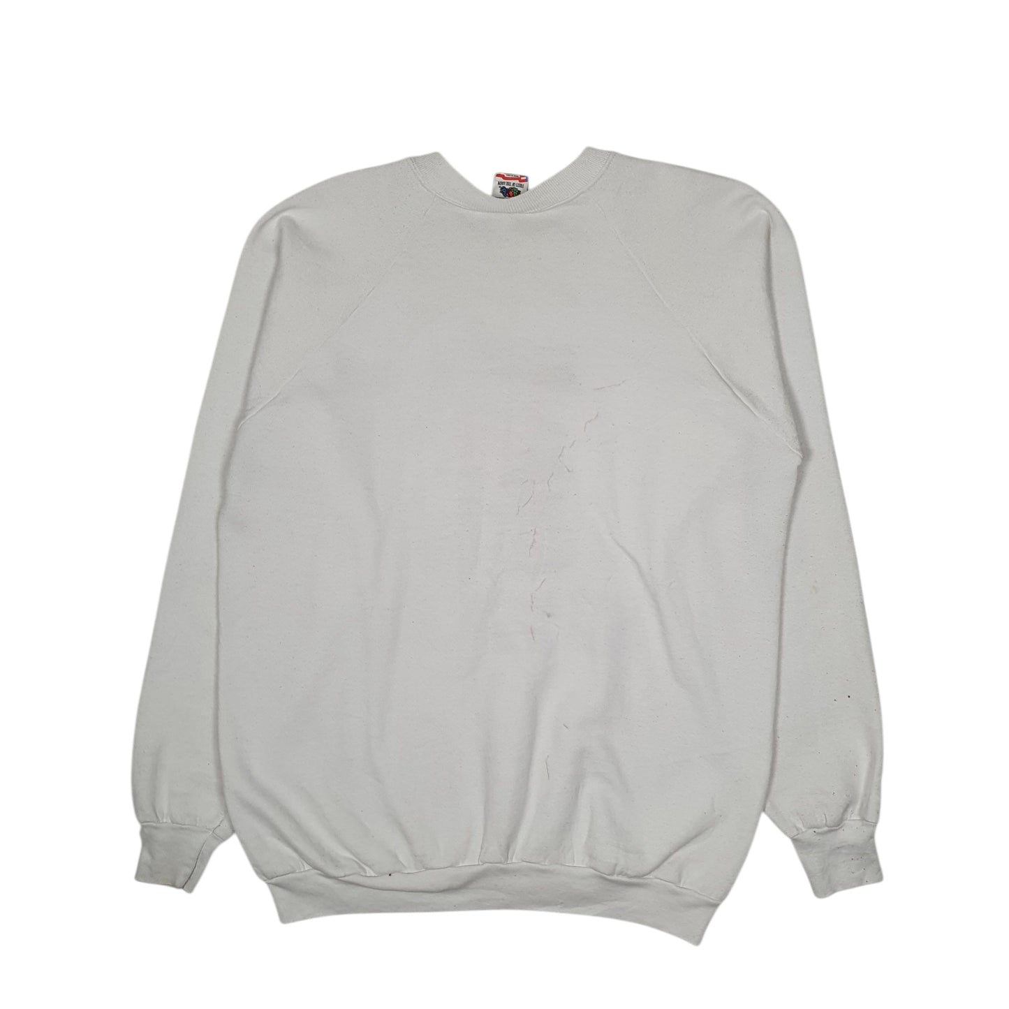 Mens White Fruit Of The Loom Vintage 90s Made In USA Crewneck Jumper