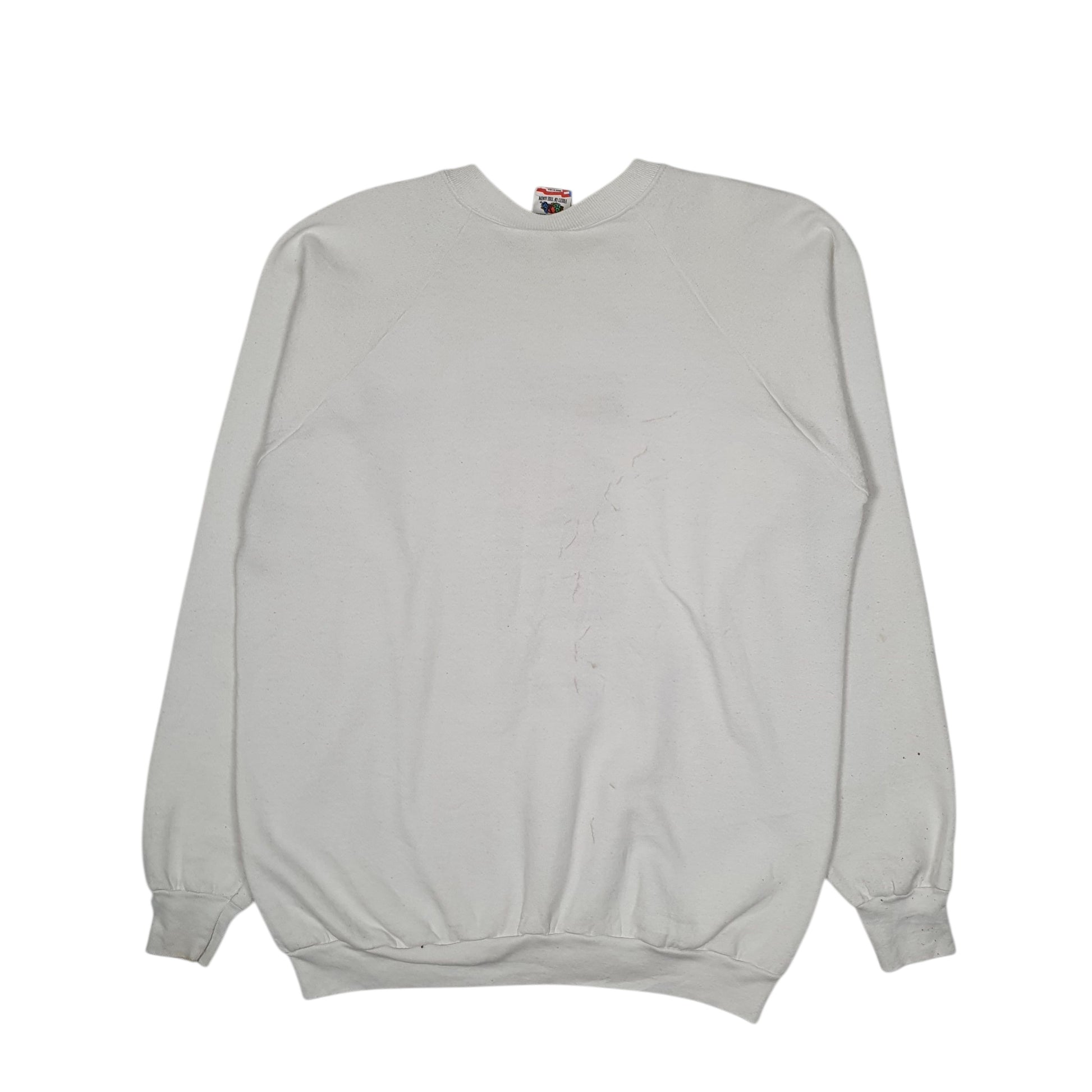 Mens White Fruit Of The Loom Vintage 90s Made In USA Crewneck Jumper