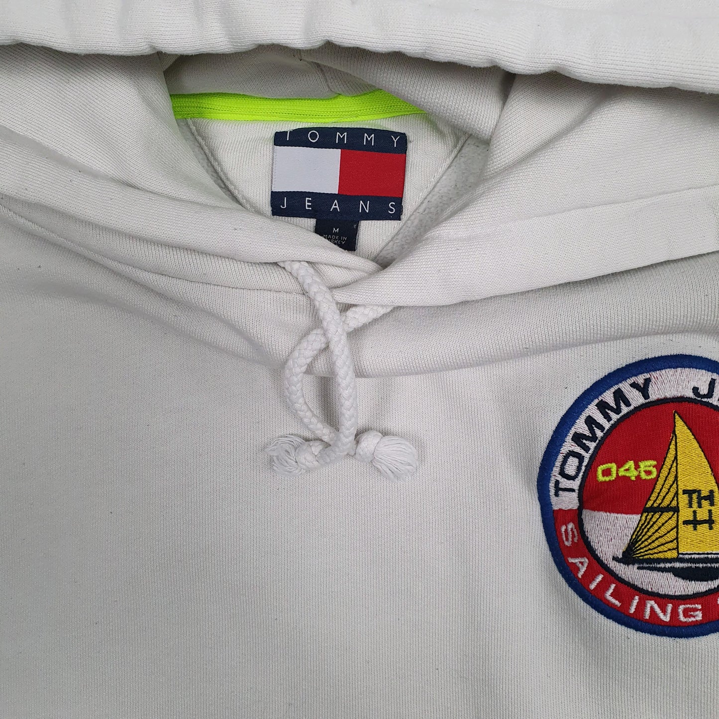 Mens White Tommy Hilfiger Tommy Jeans Sailing Gear Hoodie Jumper