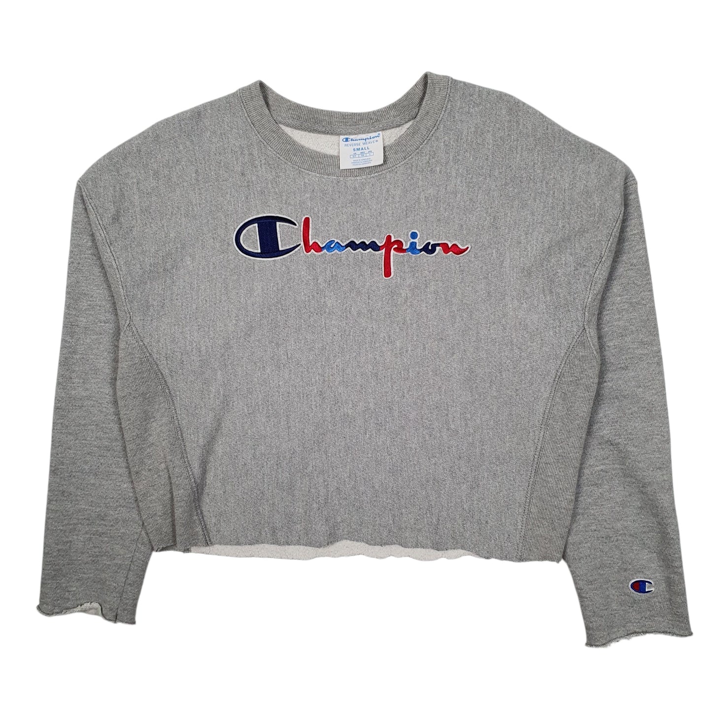 Womens Grey Champion Crop Top Crewneck Jumper