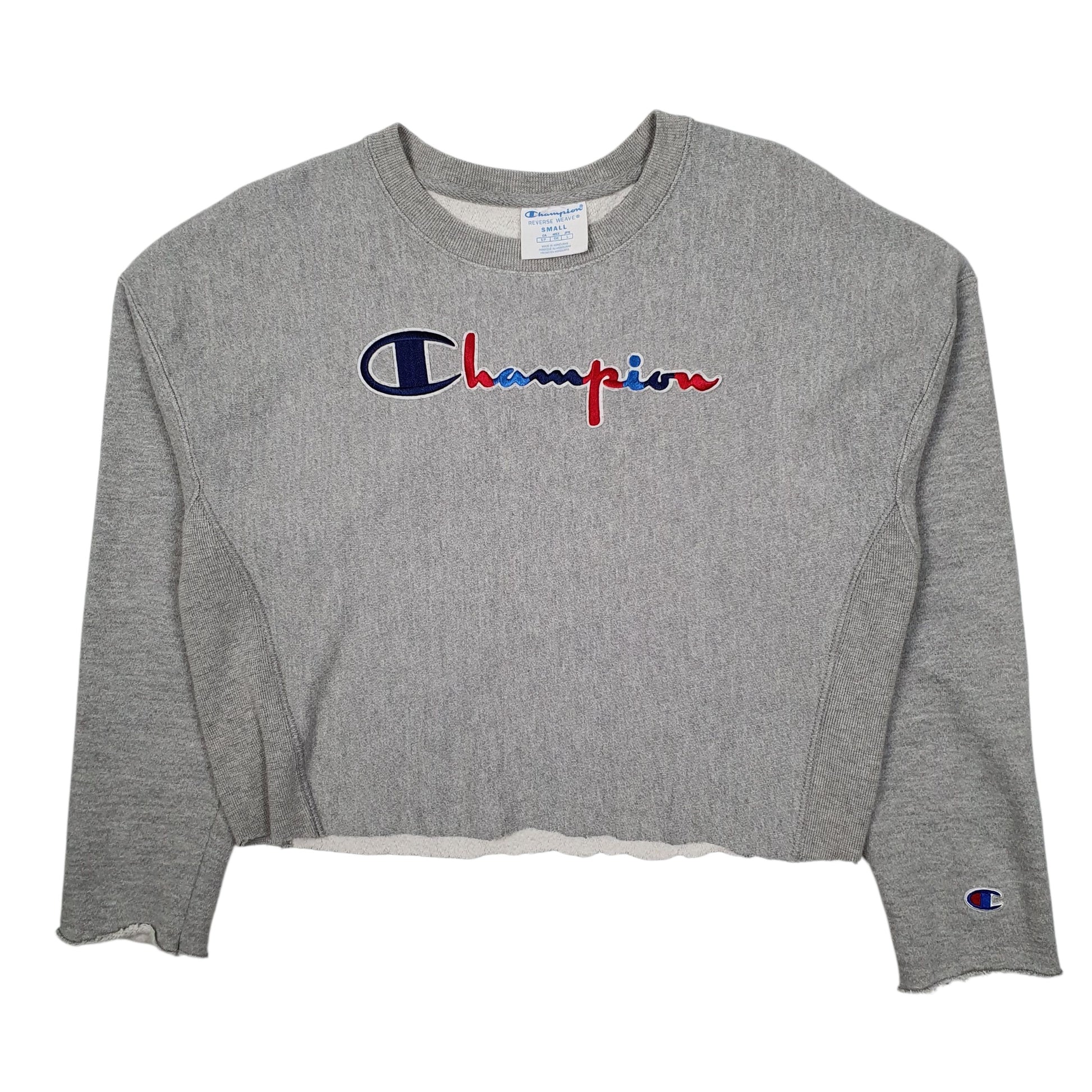 Womens Grey Champion Crop Top Crewneck Jumper