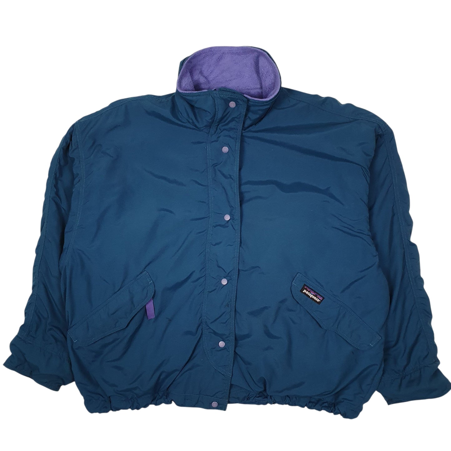 Womens Blue Patagonia Vintage 90s Fleece Lined Bomber  Coat