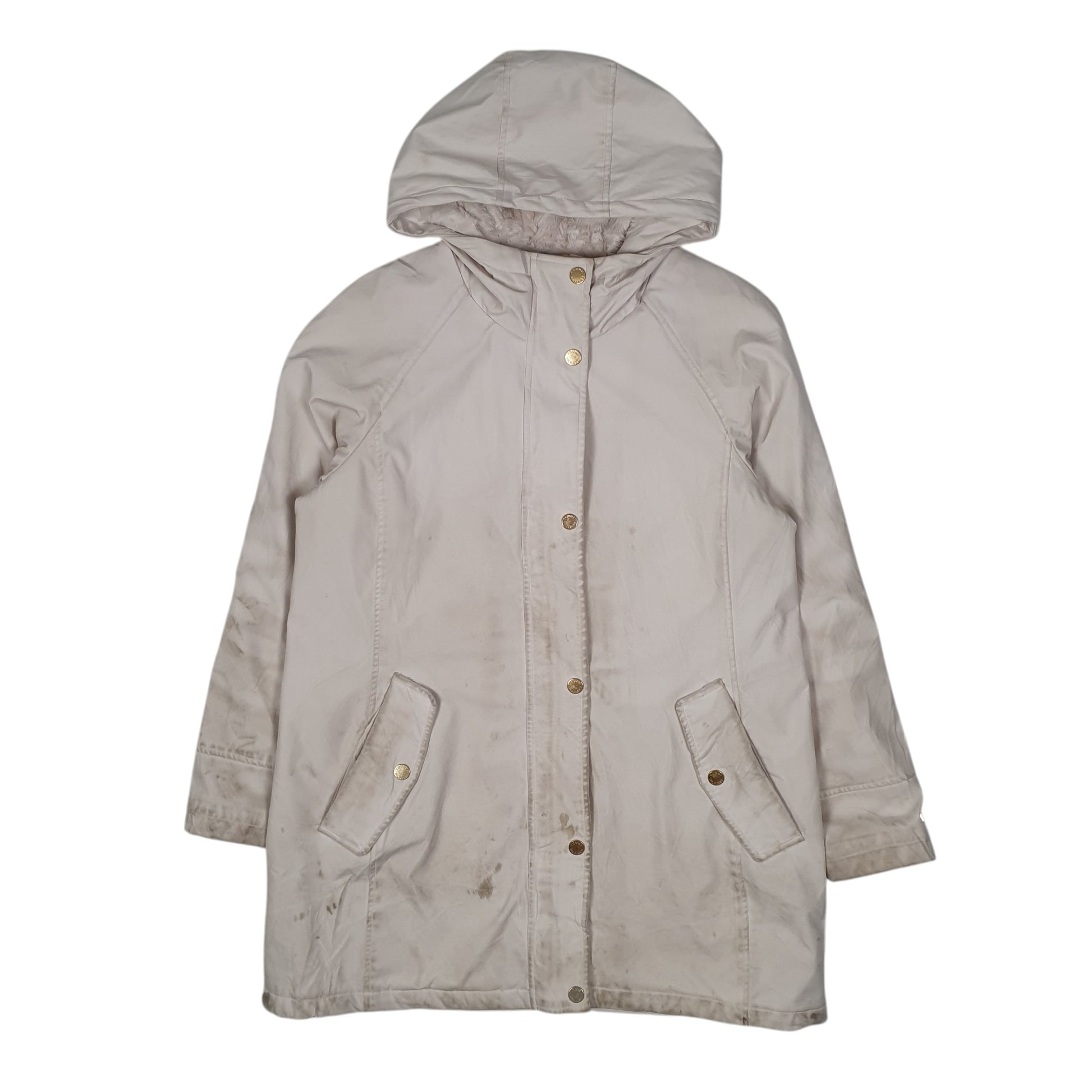 Womens White Tommy Hilfiger Longline Rain Trench Crewneck Coat