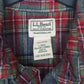 Mens Grey L.L.Bean Flannel Plaid  Shirt