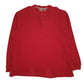 Mens Red LL Bean Henley Crewneck Jumper
