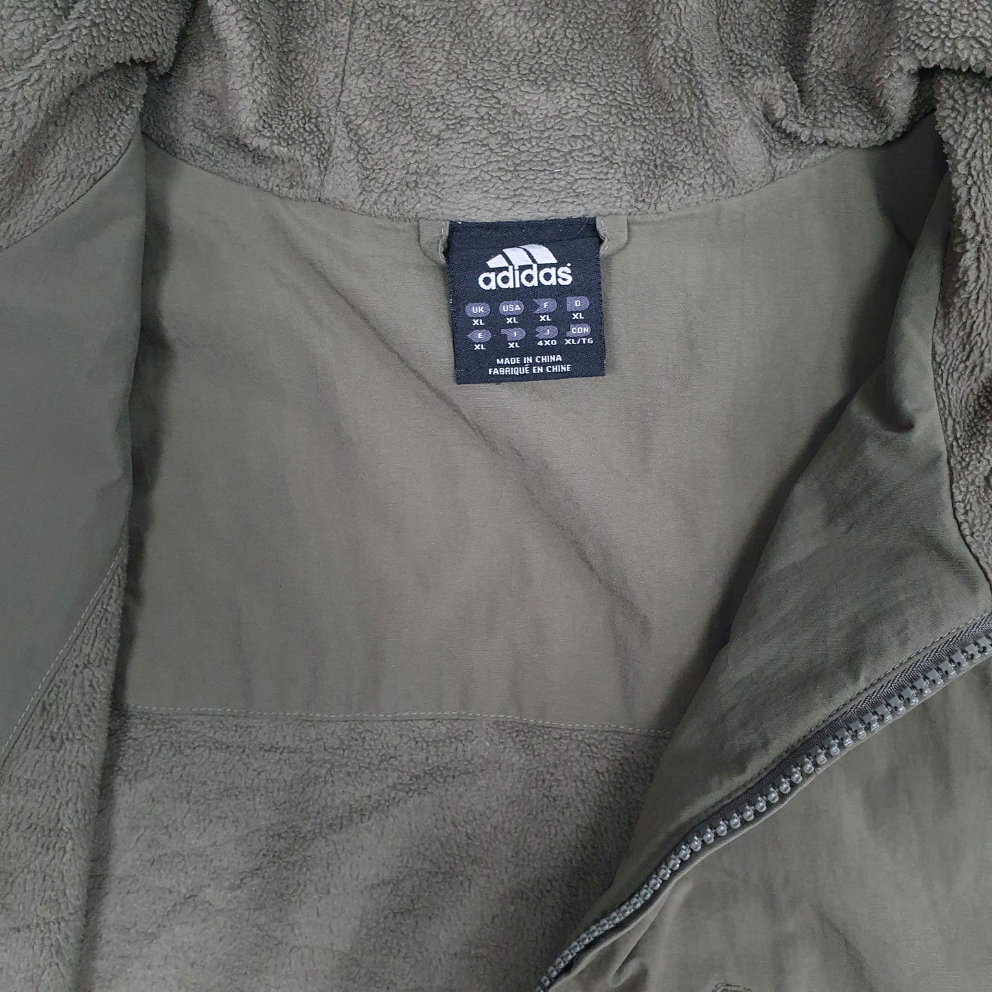 Mens Khaki Adidas Fleece Lined  Coat
