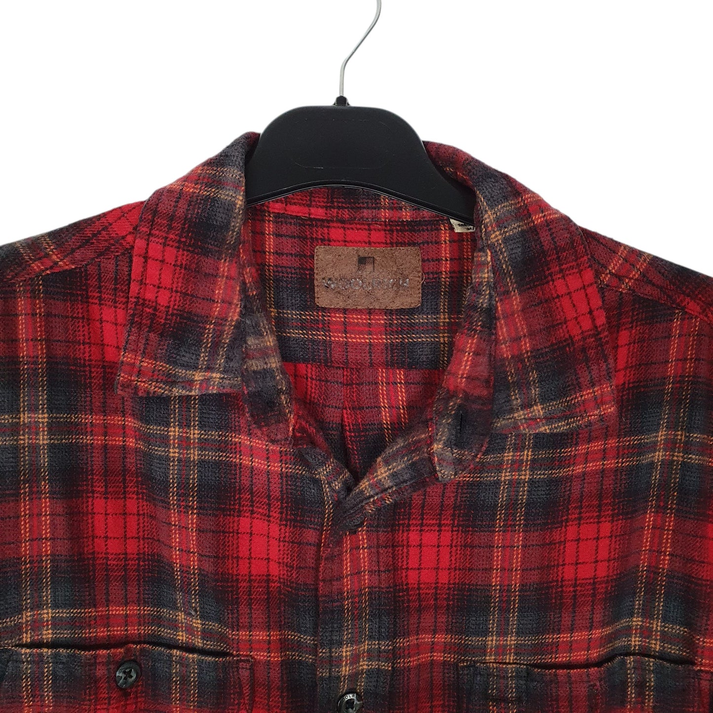 Mens Red Woolrich Thick Flannel Plaid  Shirt