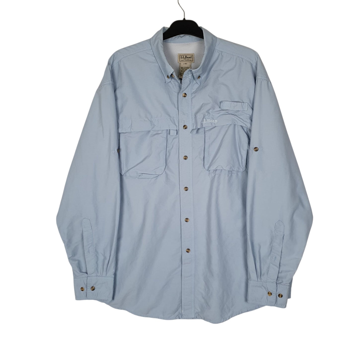 Mens Blue L.L.Bean Walking Hiking Long Sleeve Shirt