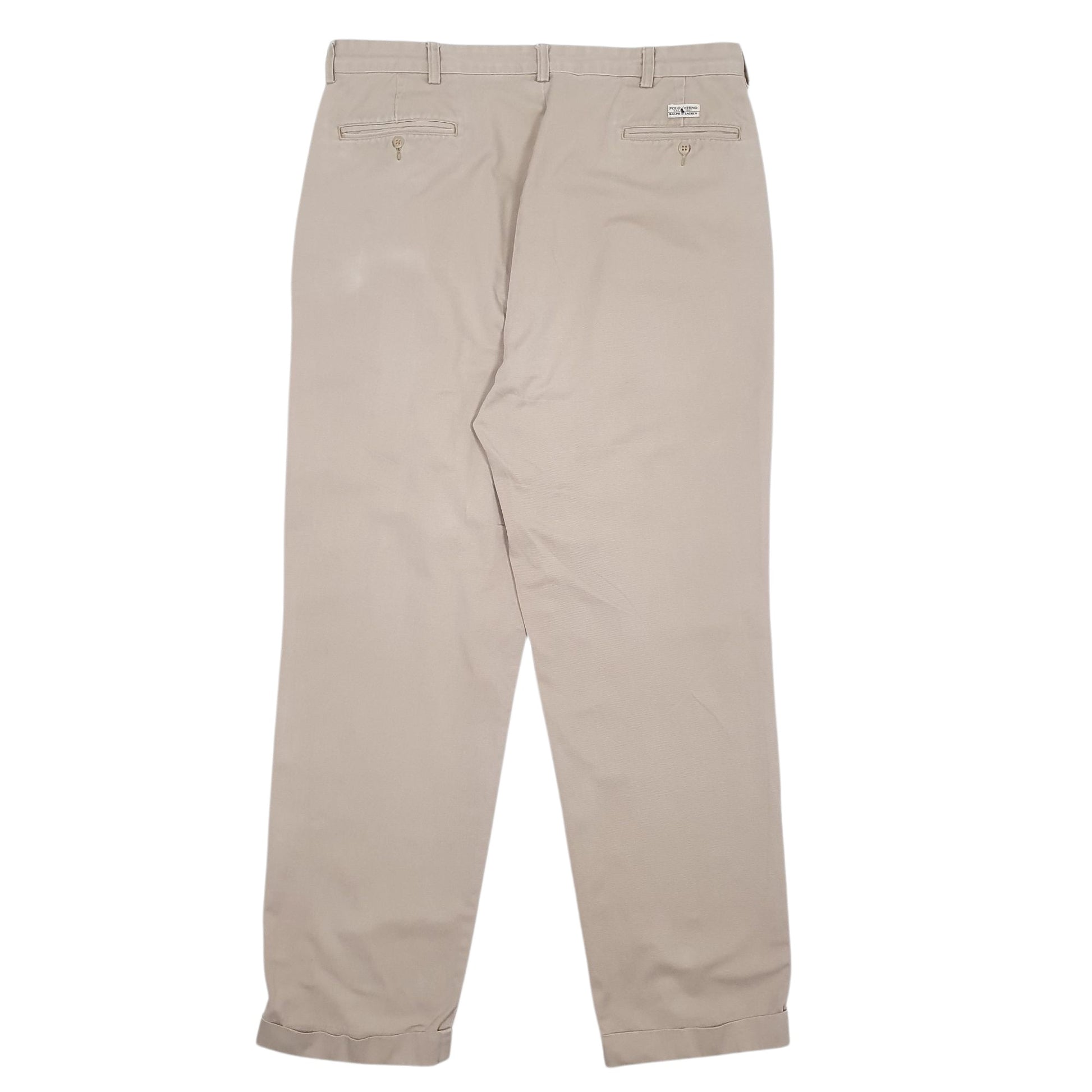 Mens Beige Polo Ralph Lauren Vintage 90s Pleated  Trousers