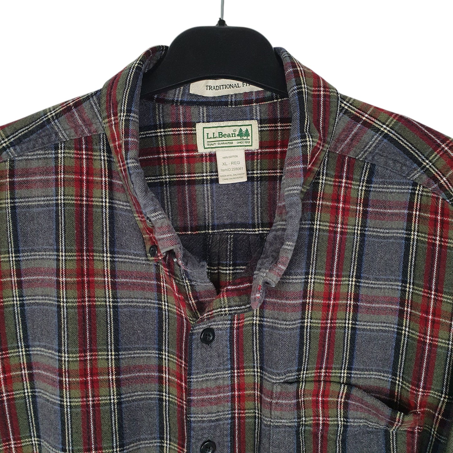 Mens Grey L.L.Bean Thick Plaid Chamois  Shirt