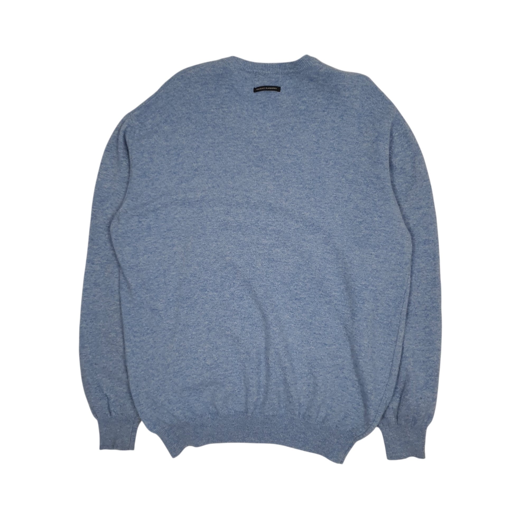 Mens Blue Burberry  V Neck Jumper