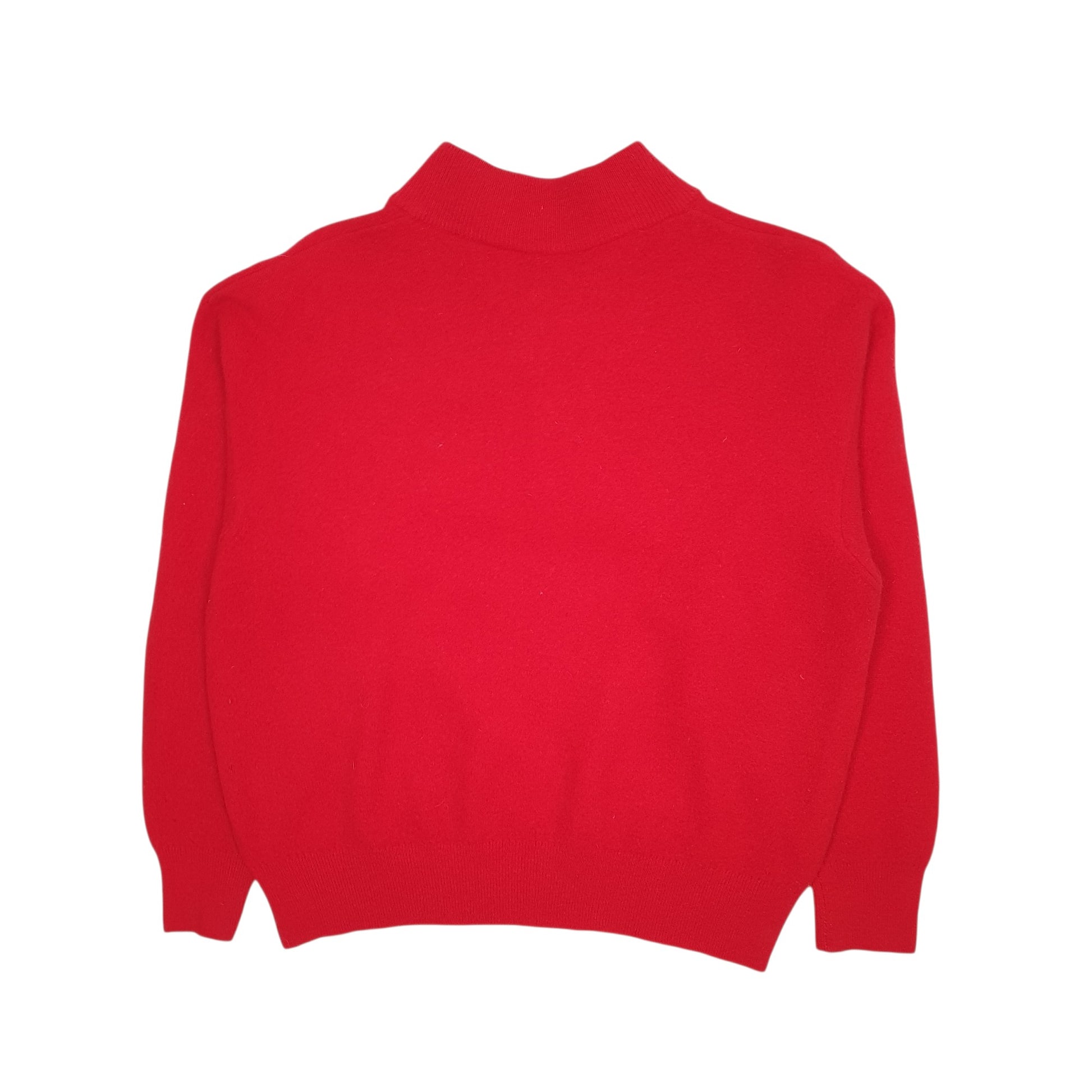 Mens Red Burberry Vintage 90s Button Up Polo Quarter Zip Jumper