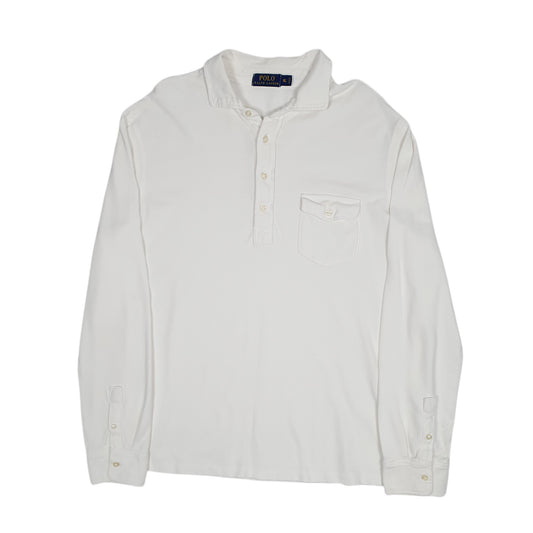 Mens White Polo Ralph Lauren  Long Sleeve Polo Shirt