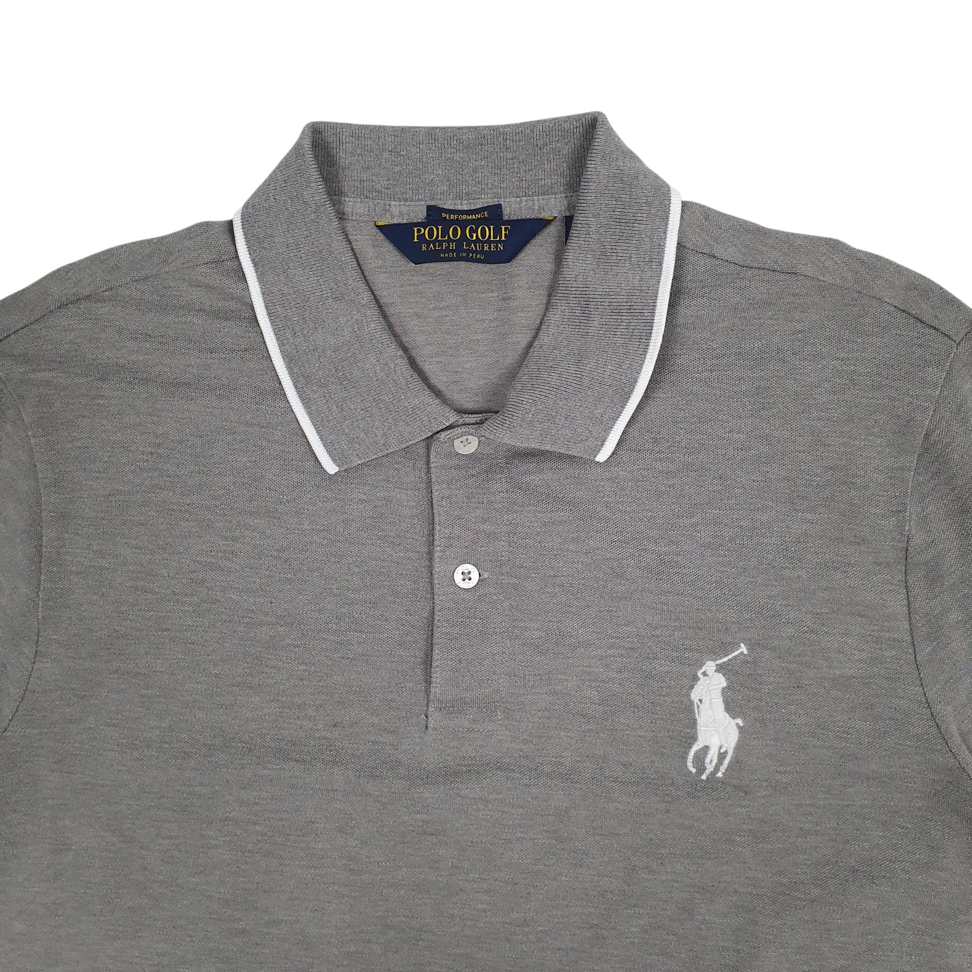 Mens Grey Polo Ralph Lauren Golf Performance  Polo Shirt