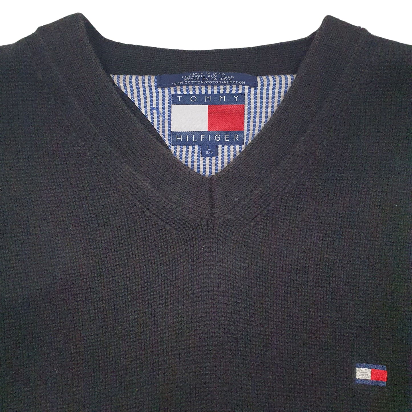 Mens Black Tommy Hilfiger Knitwear V Neck Jumper