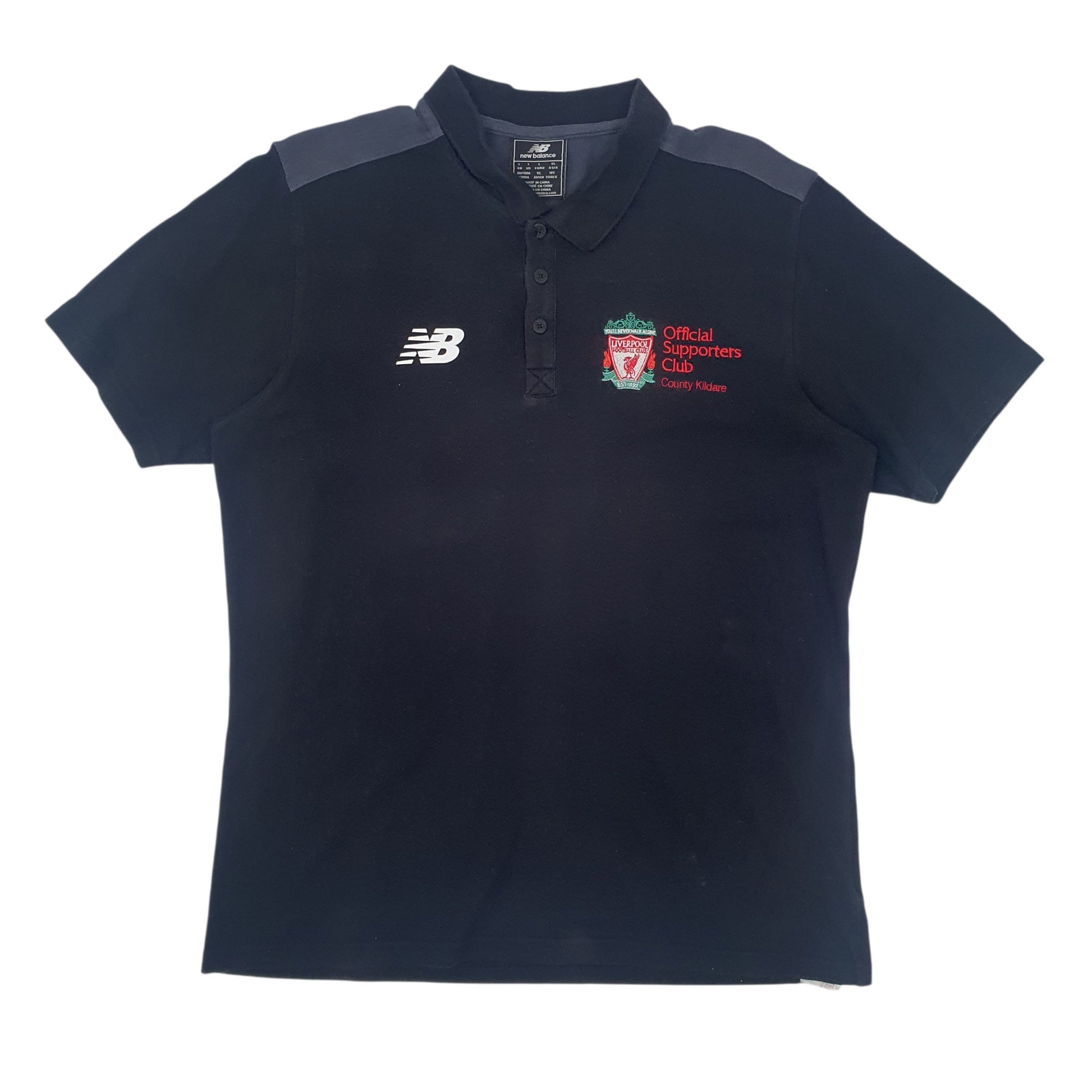 Mens Black New Balance Liverpool Short Sleeve Polo Shirt