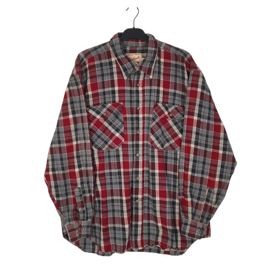 Mens Grey Woolrich Thick Flannel Plaid Long Sleeve Shirt
