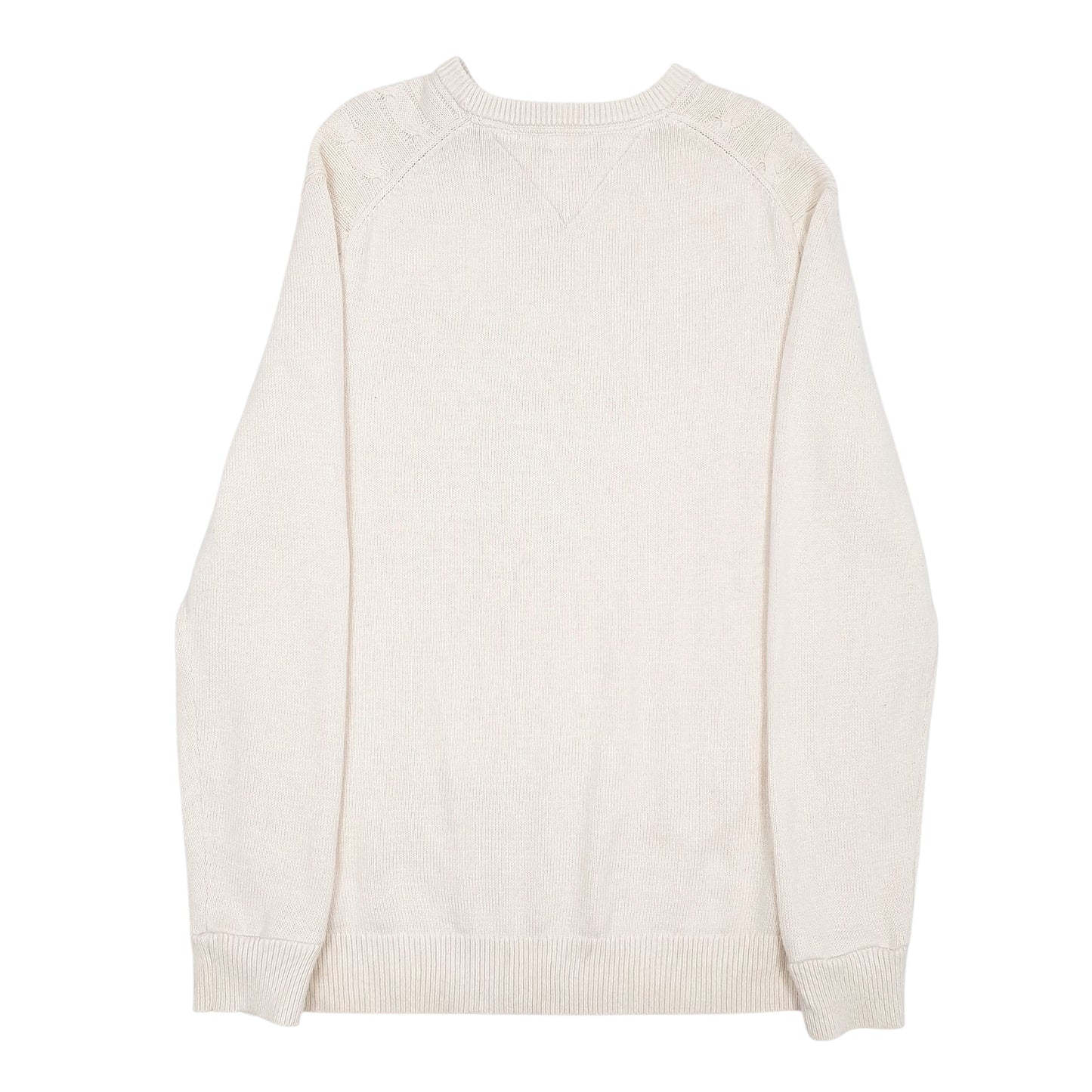 Mens Cream Tommy Hilfiger Cable Knit Crewneck Jumper