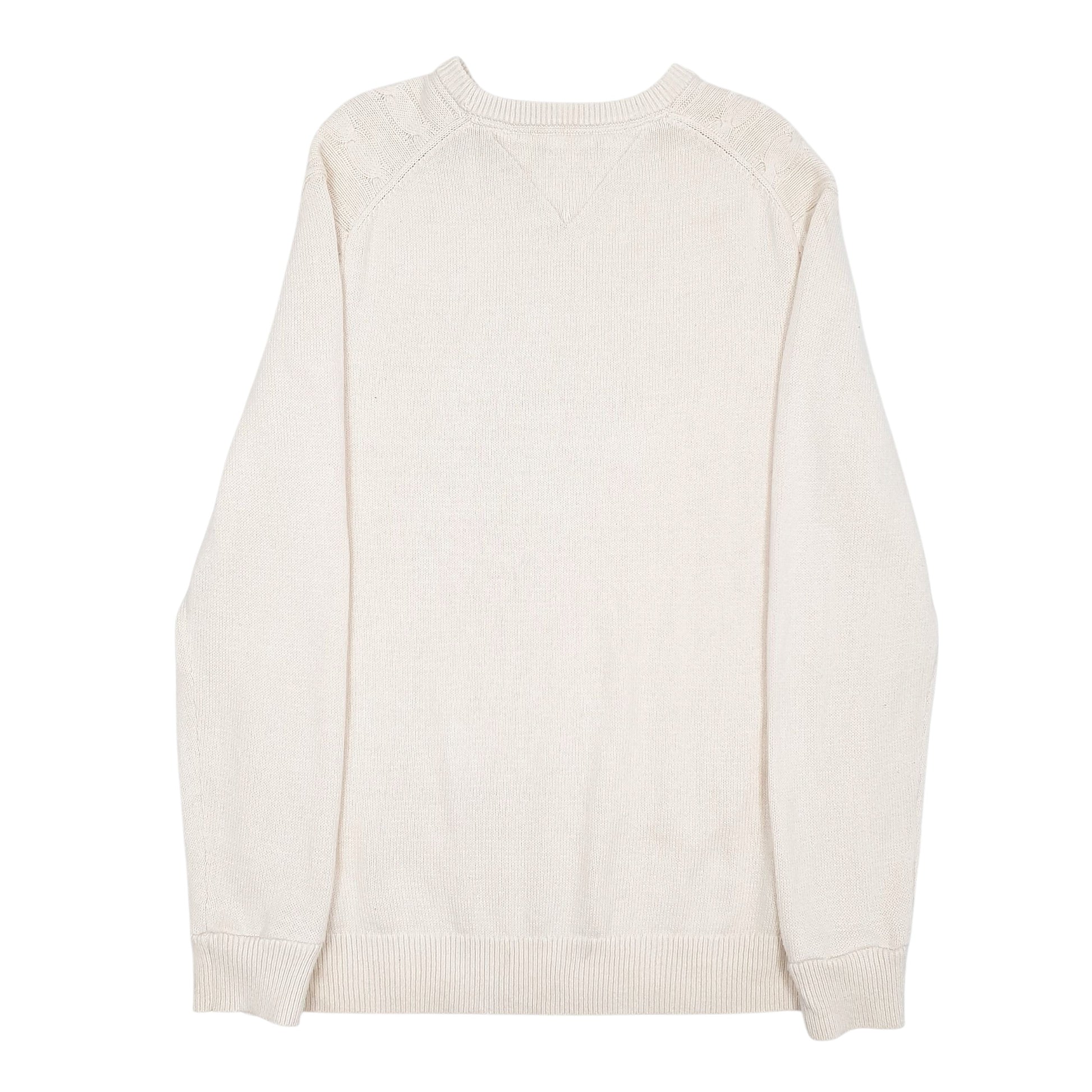 Mens Cream Tommy Hilfiger Cable Knit Crewneck Jumper