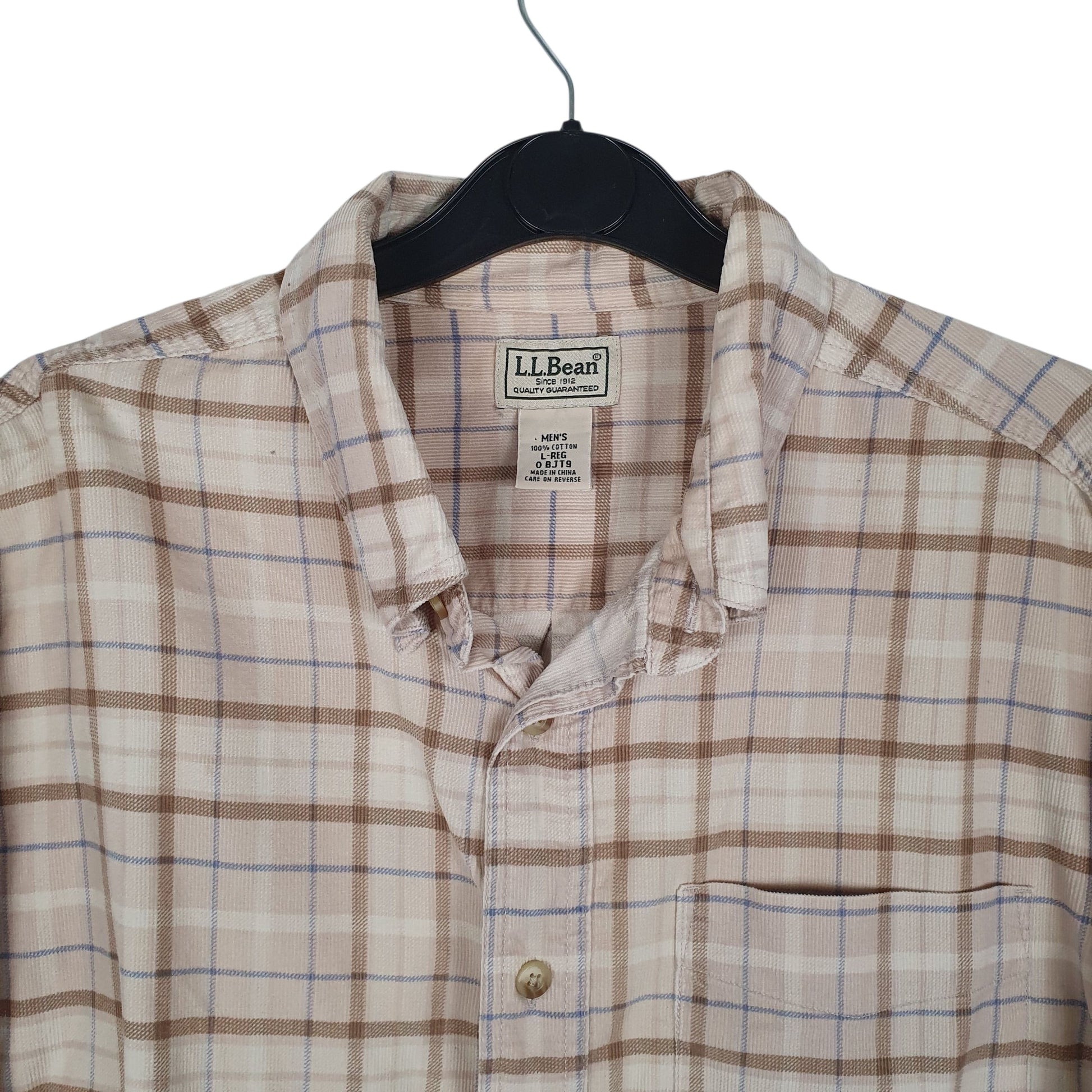 Mens Beige L.L.Bean Corduroy Quarter Zip Shirt