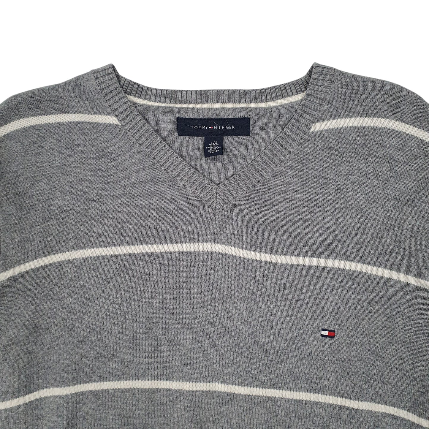 Mens Grey Tommy Hilfiger Lightweight V Neck Jumper
