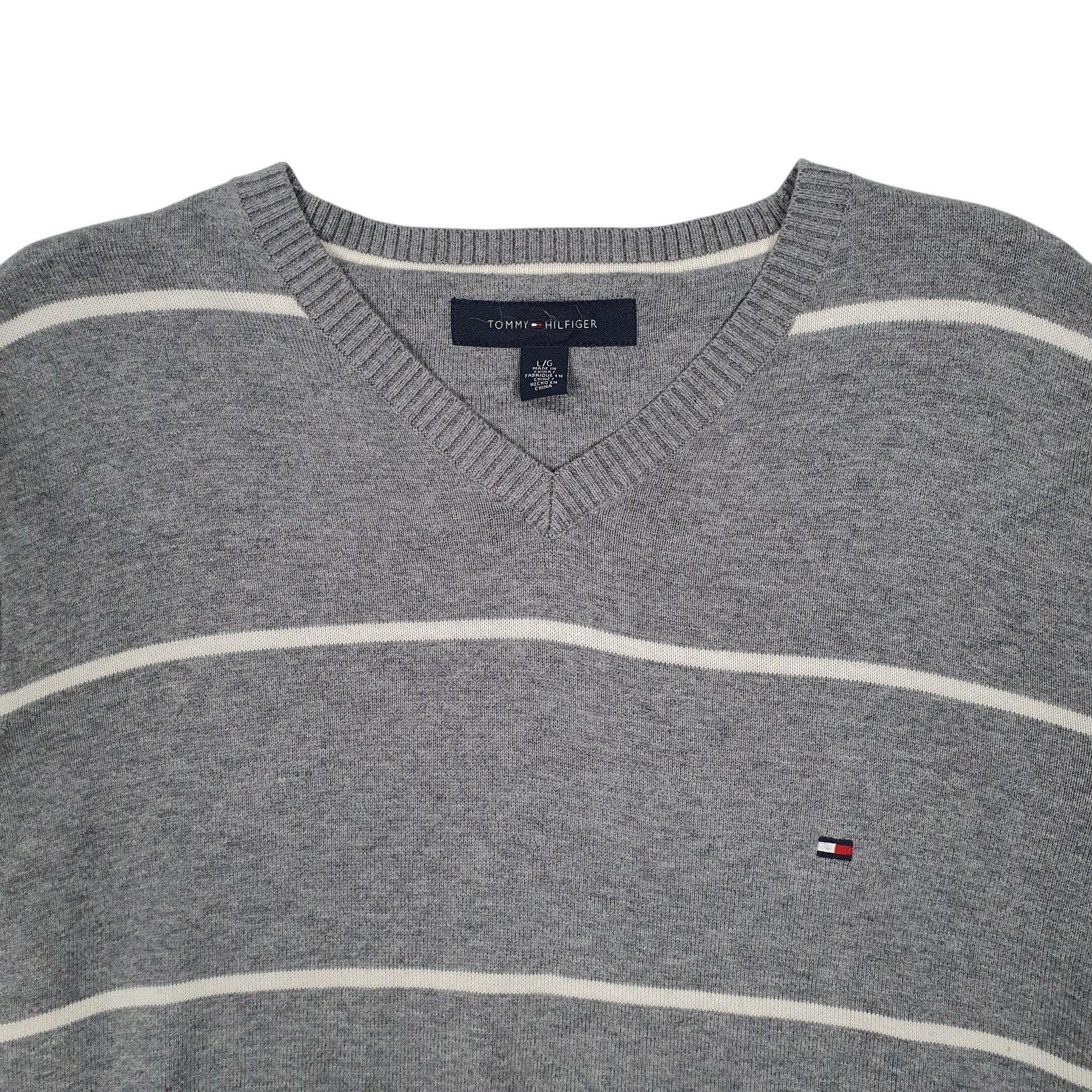 Mens Grey Tommy Hilfiger Lightweight V Neck Jumper