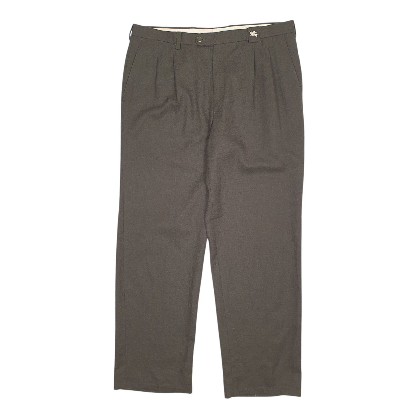 Mens Grey Burberry Vintage 90s Pleated Formal Trousers