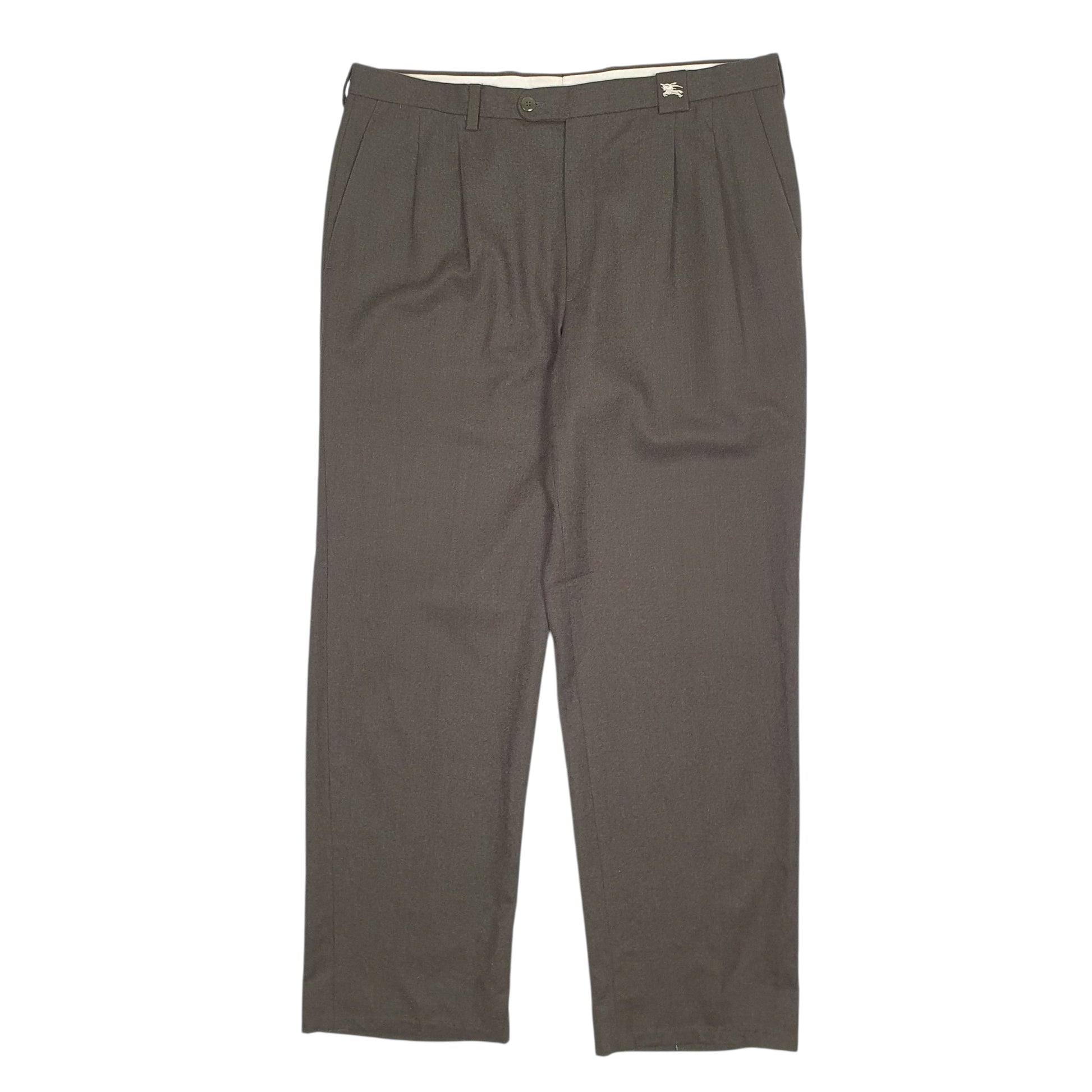 Mens Grey Burberry Vintage 90s Pleated Formal Trousers