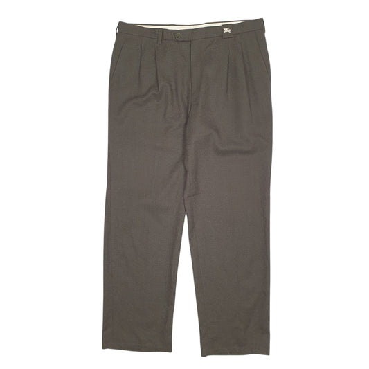 Mens Grey Burberry Vintage 90s Pleated Formal Trousers