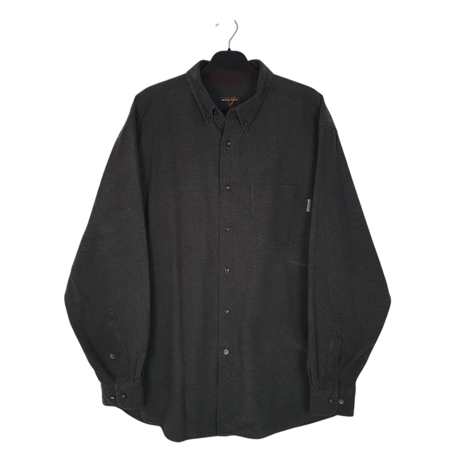 Mens Grey Woolrich Thick Chamois Long Sleeve Shirt