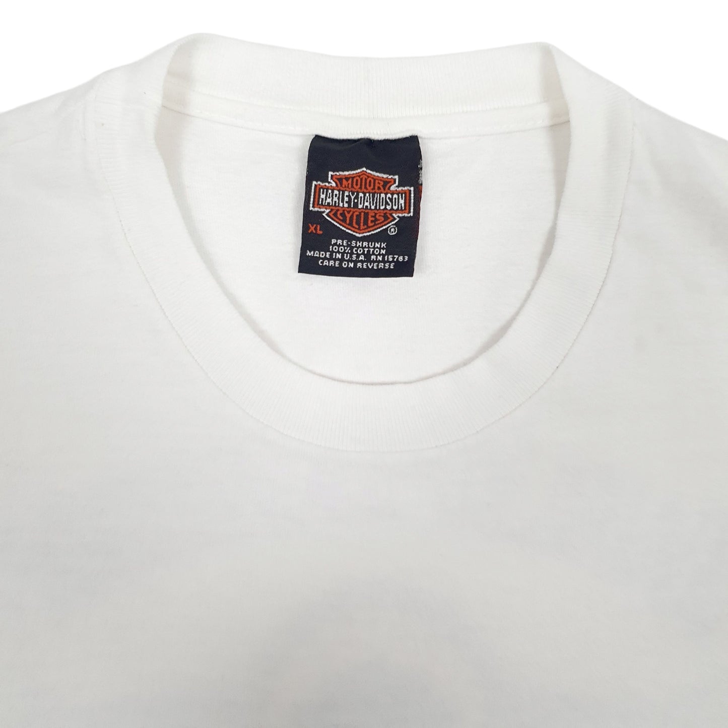 Mens White Harley Davidson Vintage 00s Made In USA V Neck T Shirt