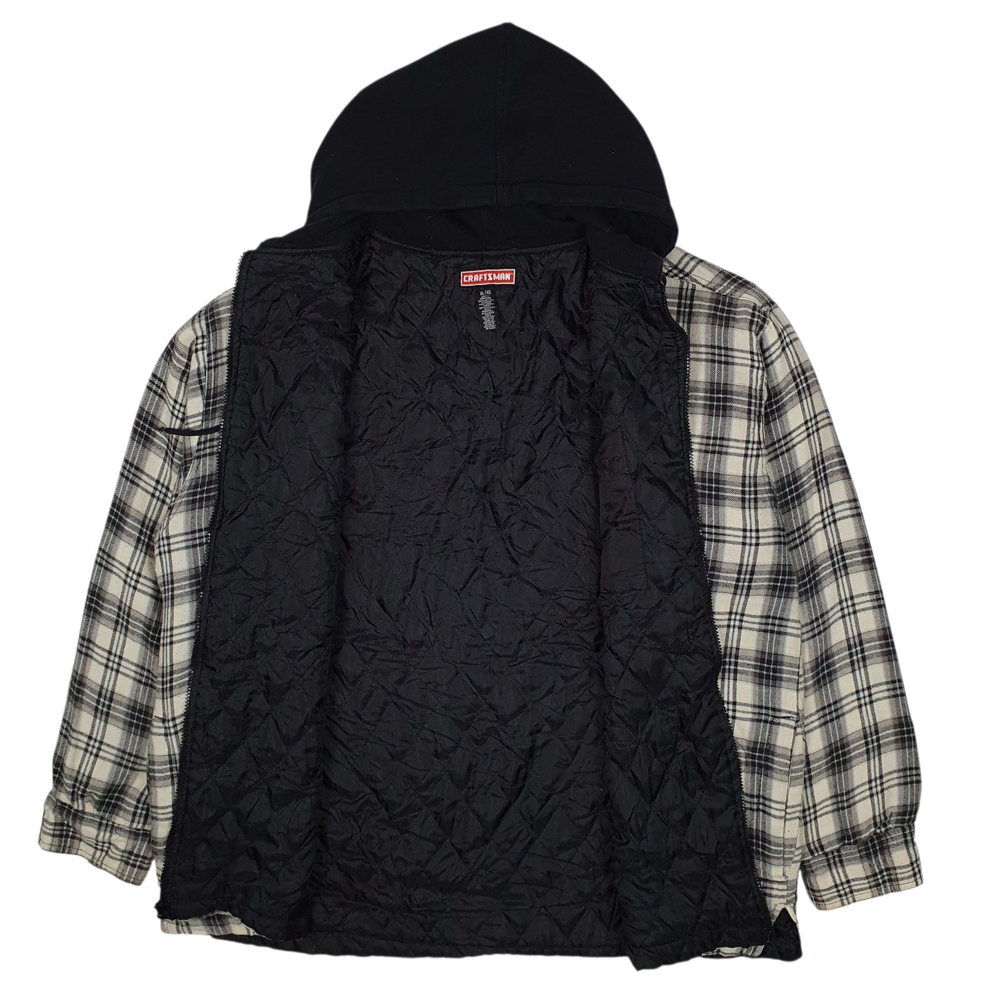 Mens Grey Craftsmen Shacket Hoodie Plaid  Coat