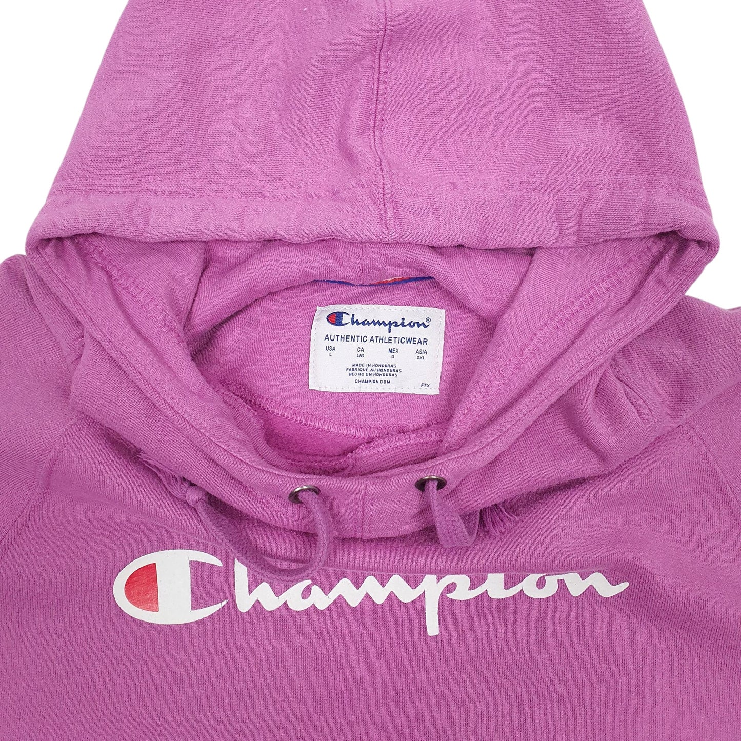 Womens Pink Champion Spellout Hoodie Jumper