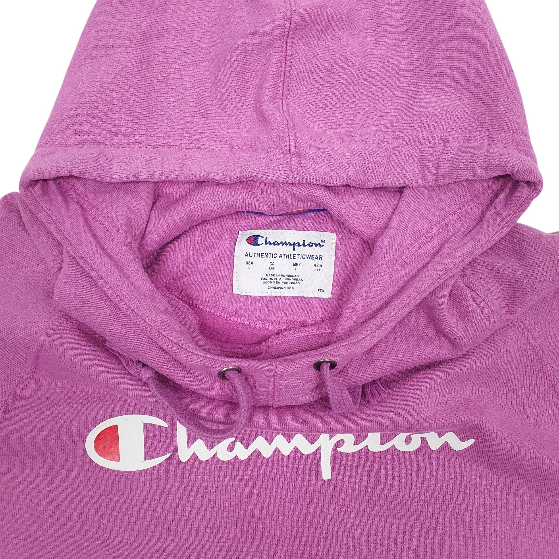 Womens Pink Champion Spellout Hoodie Jumper